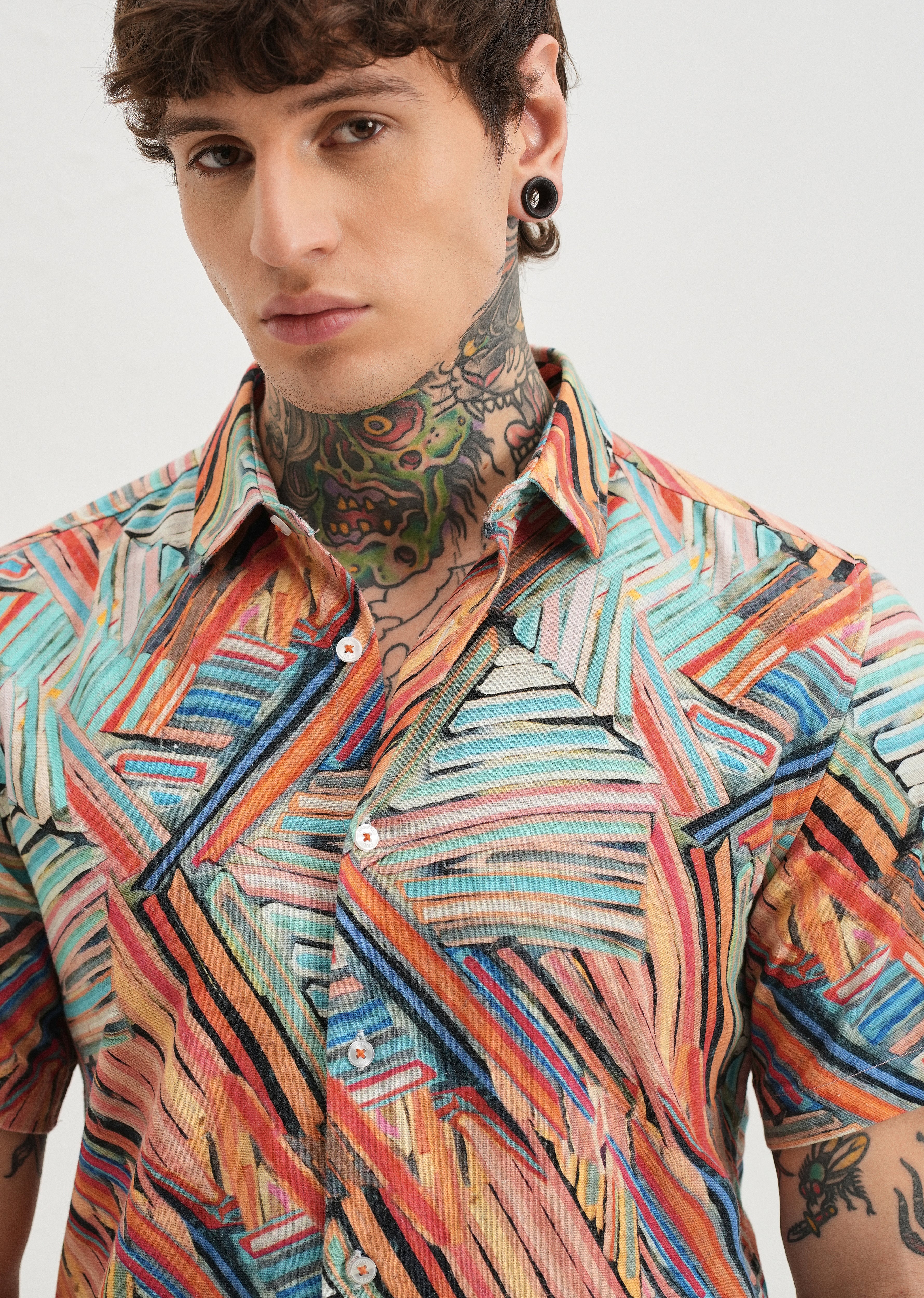 Delineated Orange Half Sleeve shirt - Image 5
