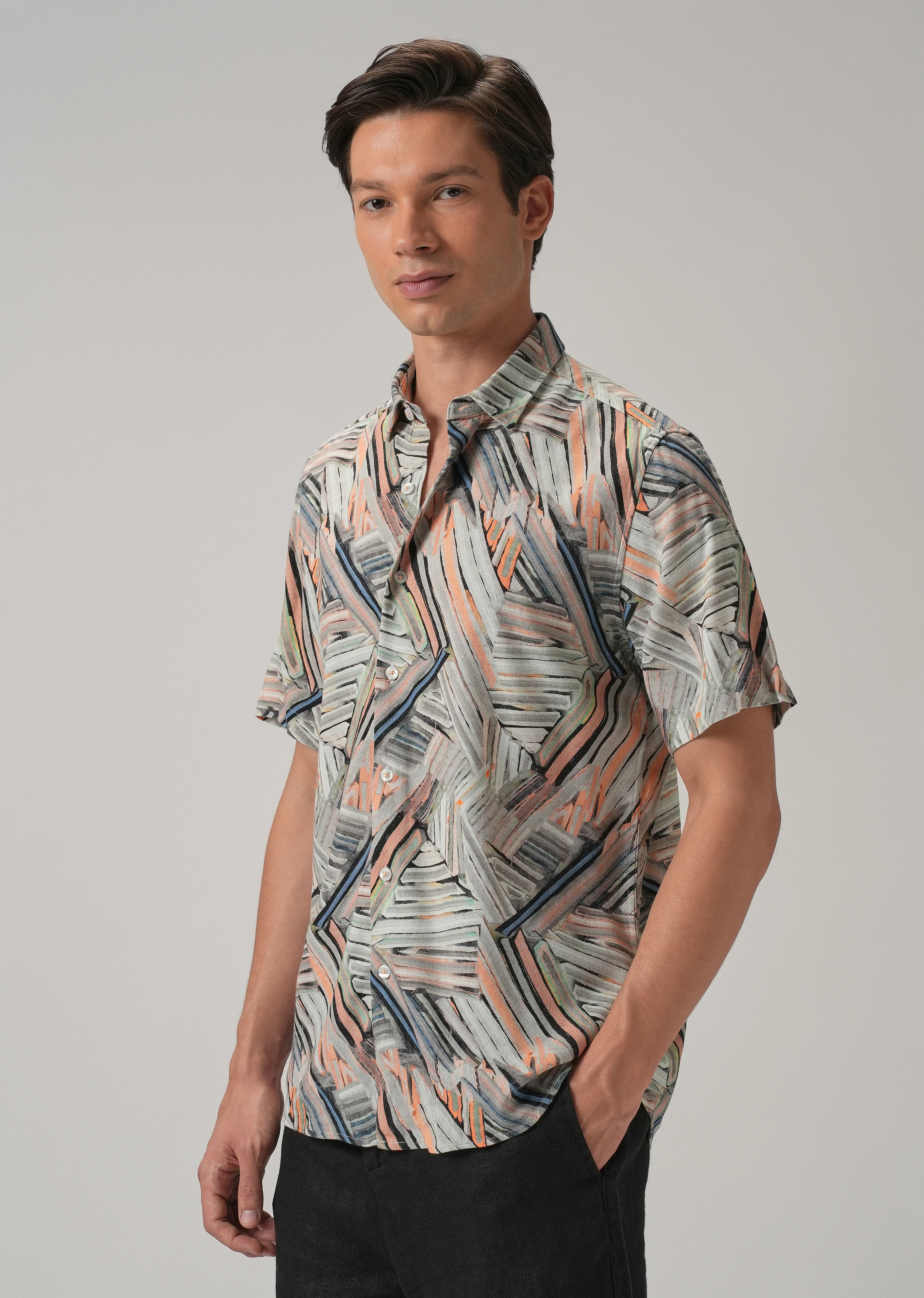 Delineated White Half Sleeve shirt - Image 4