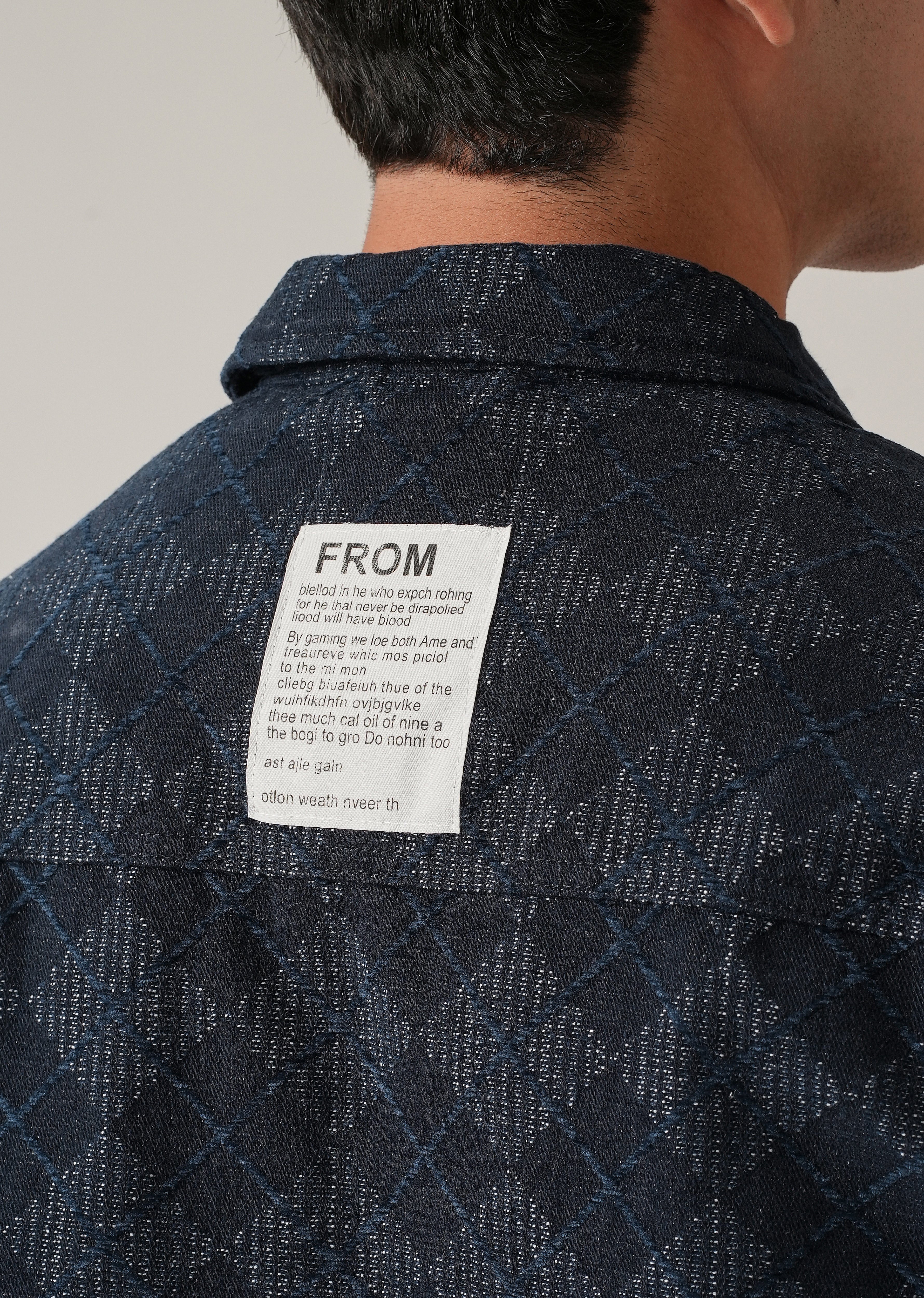 Diamond Pattern Denim Jacquard Jacket - Image 6