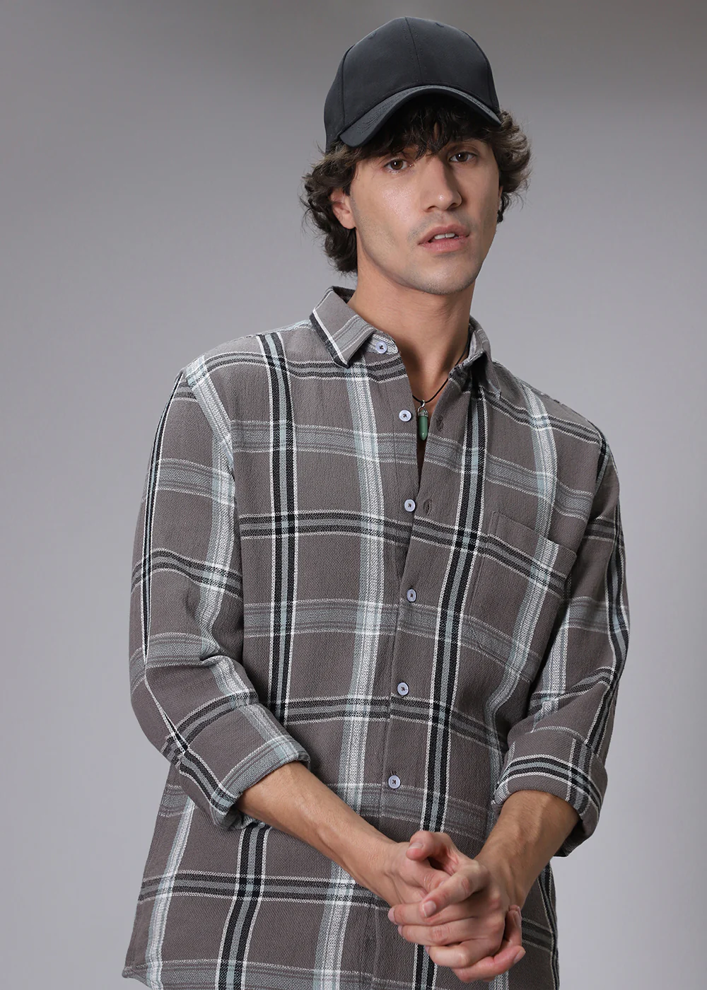 Dobby Choco Check Shirt - Image 5