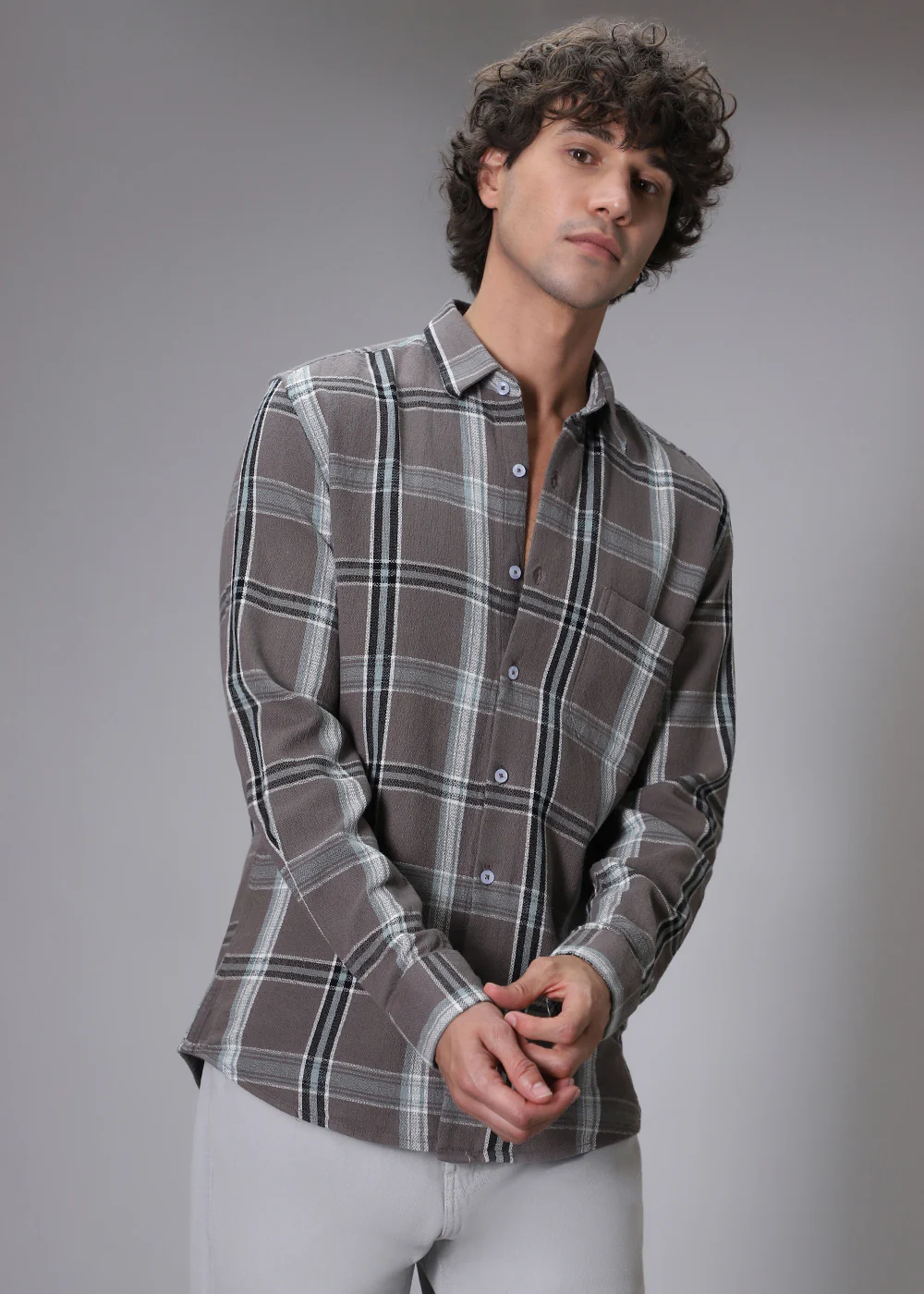 Dobby Choco Check Shirt - Image 8