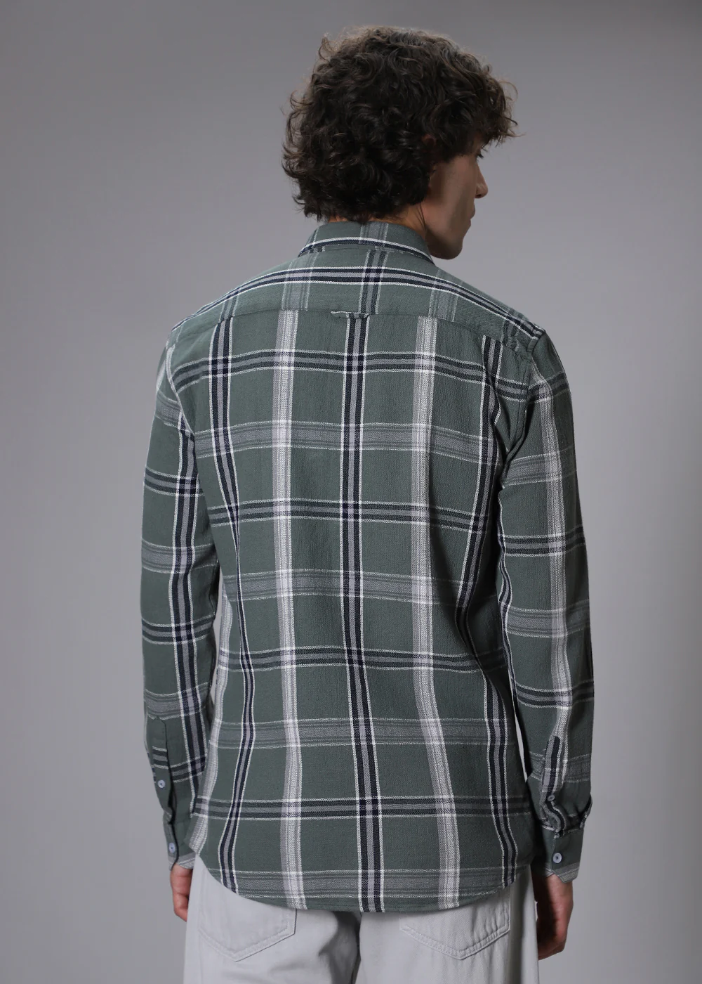 Dobby Check Olive Green Shirt - Image 4