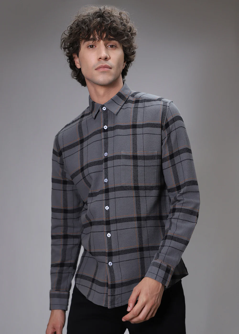 Dobby Steel Grey Check Shirt - Image 5