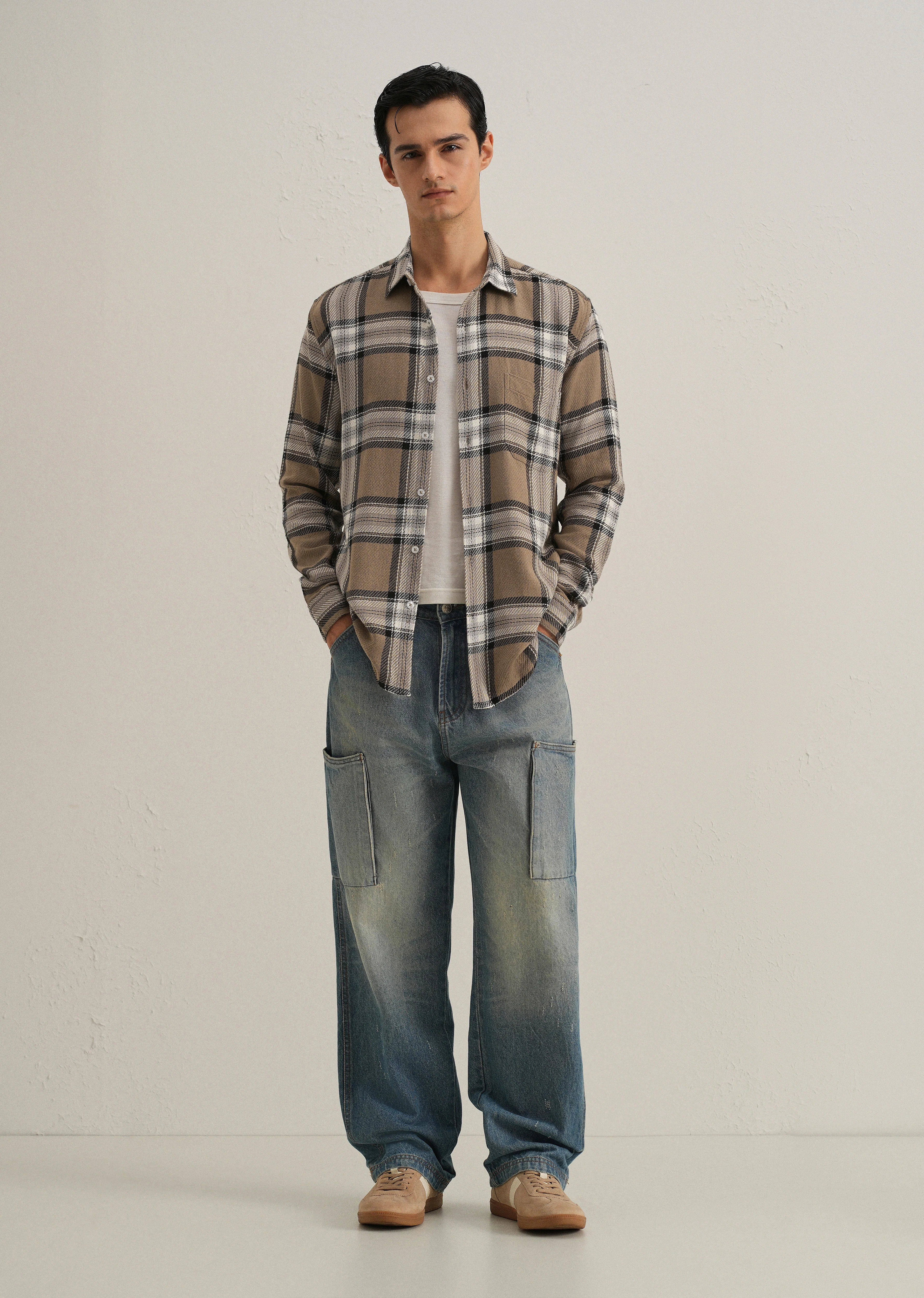 Dobby Check Stone Shirt - Image 6