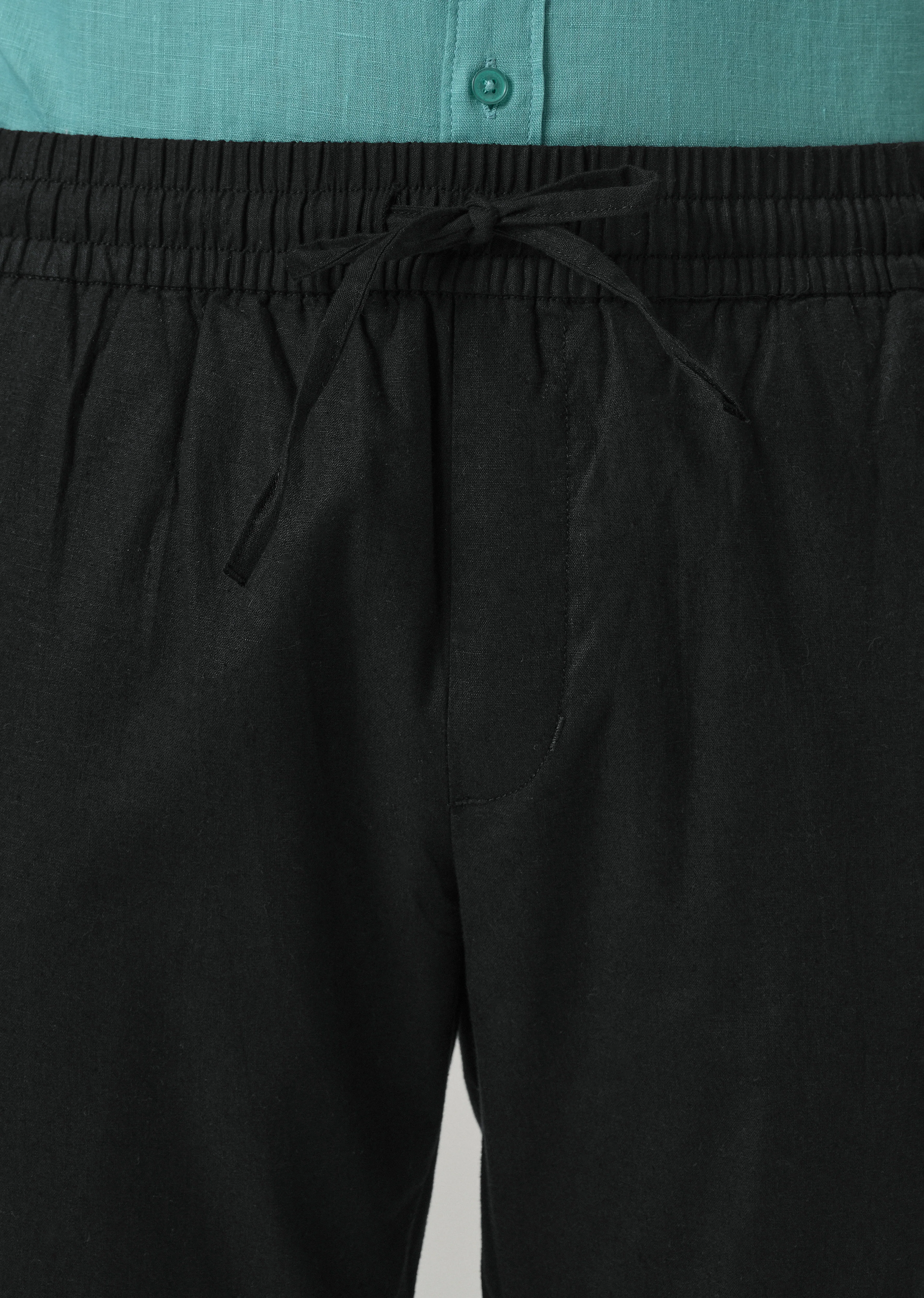 Drawstring Black Linen Pant - Image 5