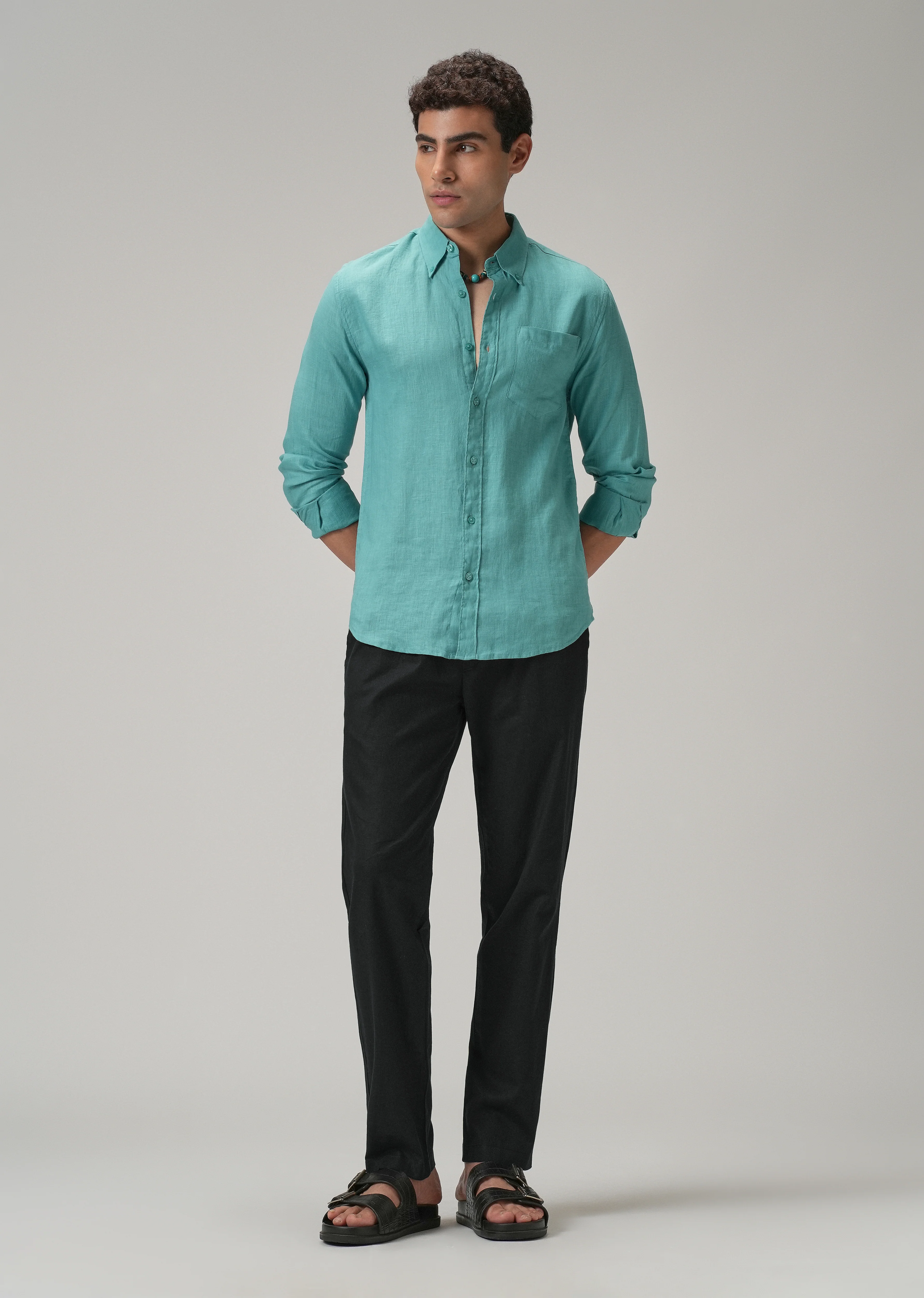Drawstring Black Linen Pant - Image 6