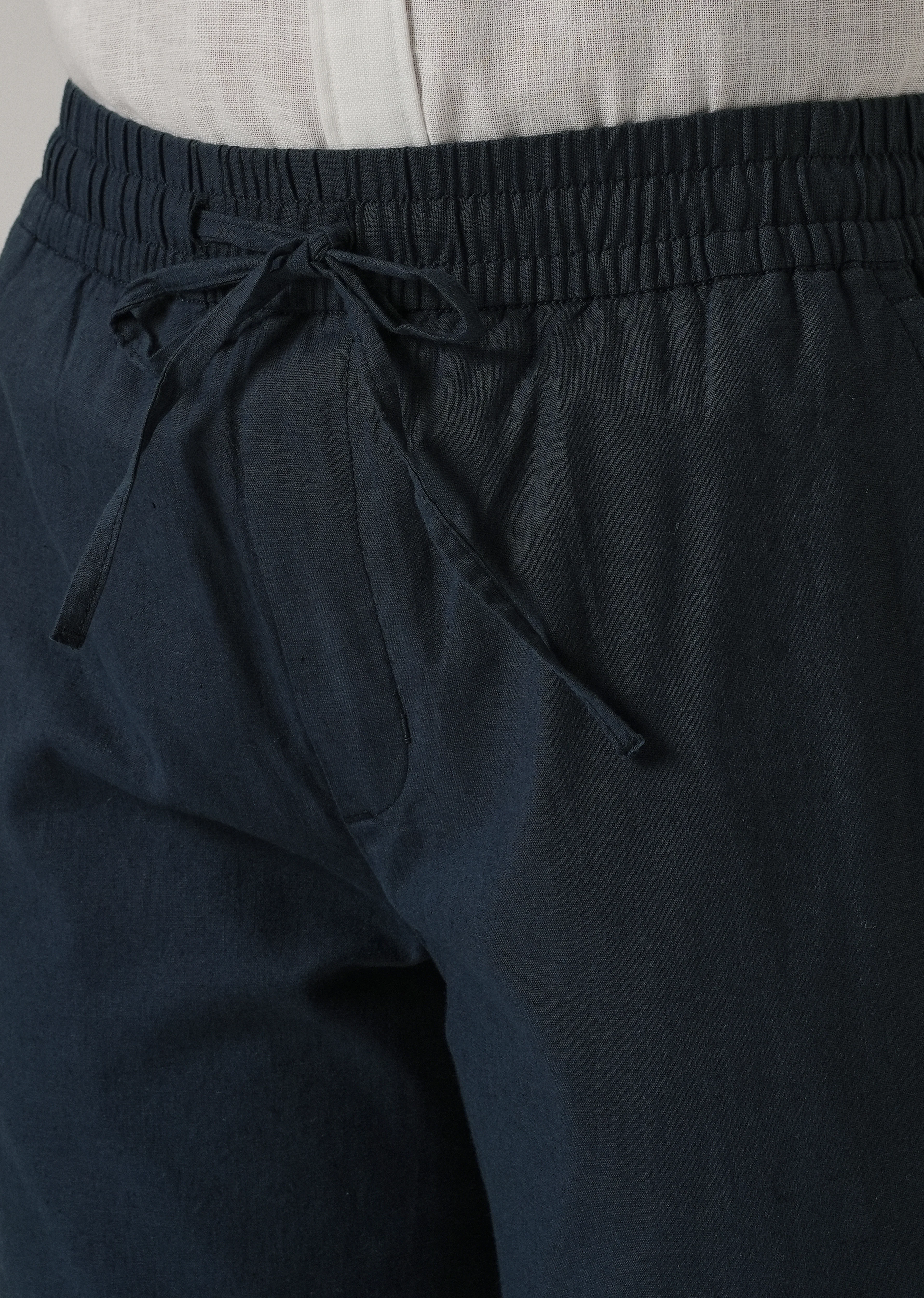 Drawstring Blue Linen Pant - Image 5