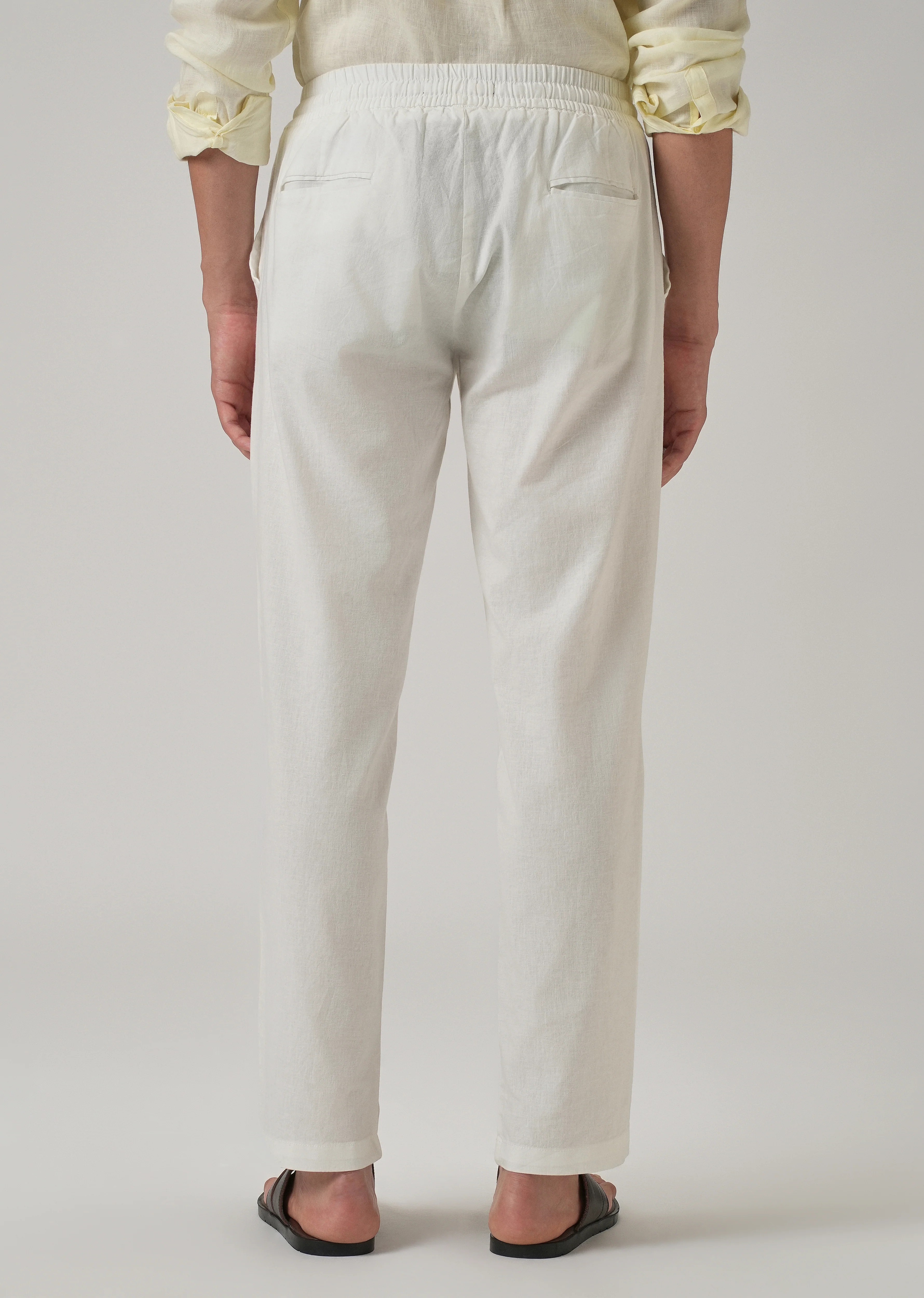 Drawstring White Linen Pant - Image 2