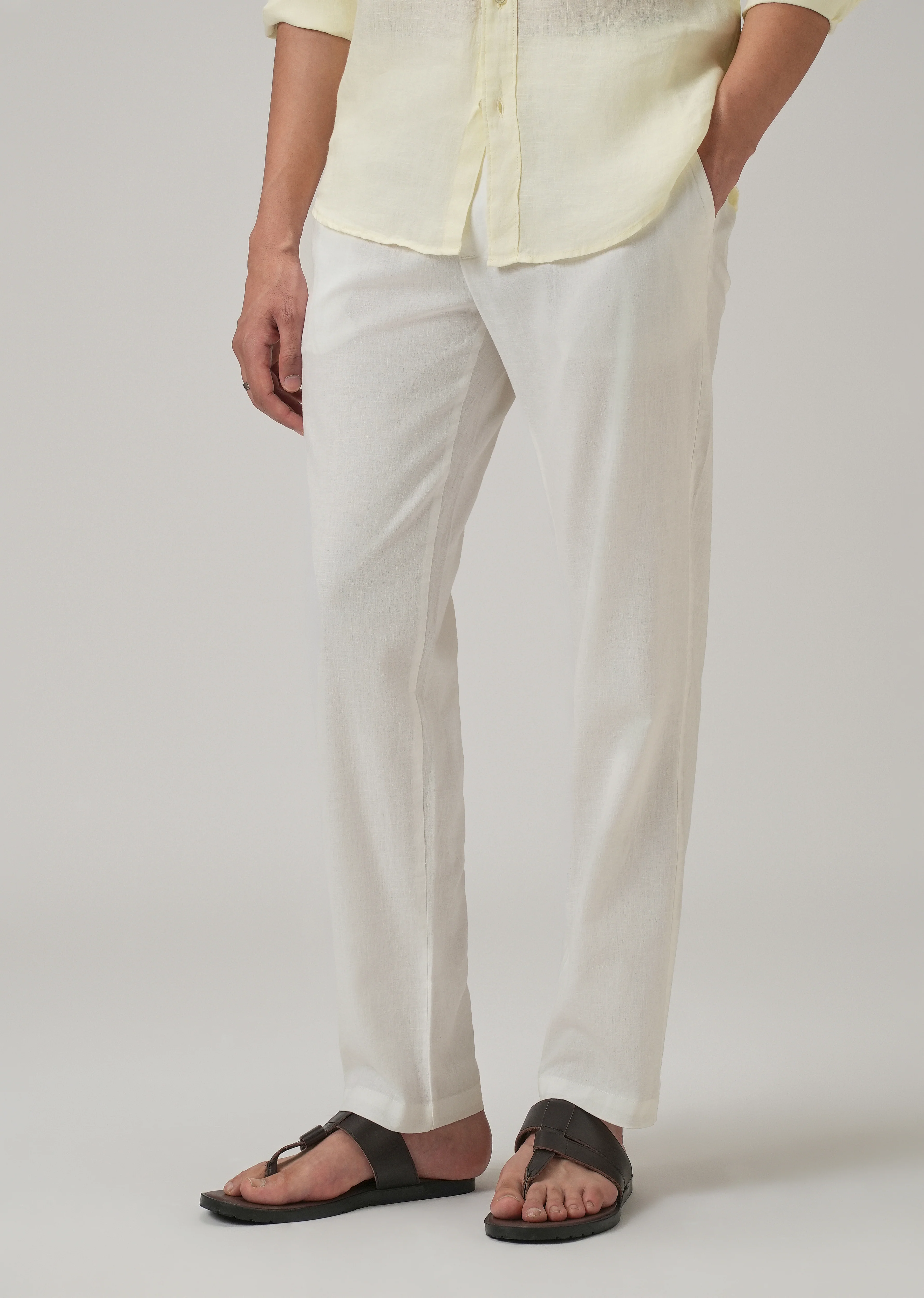 Drawstring White Linen Pant - Image 7