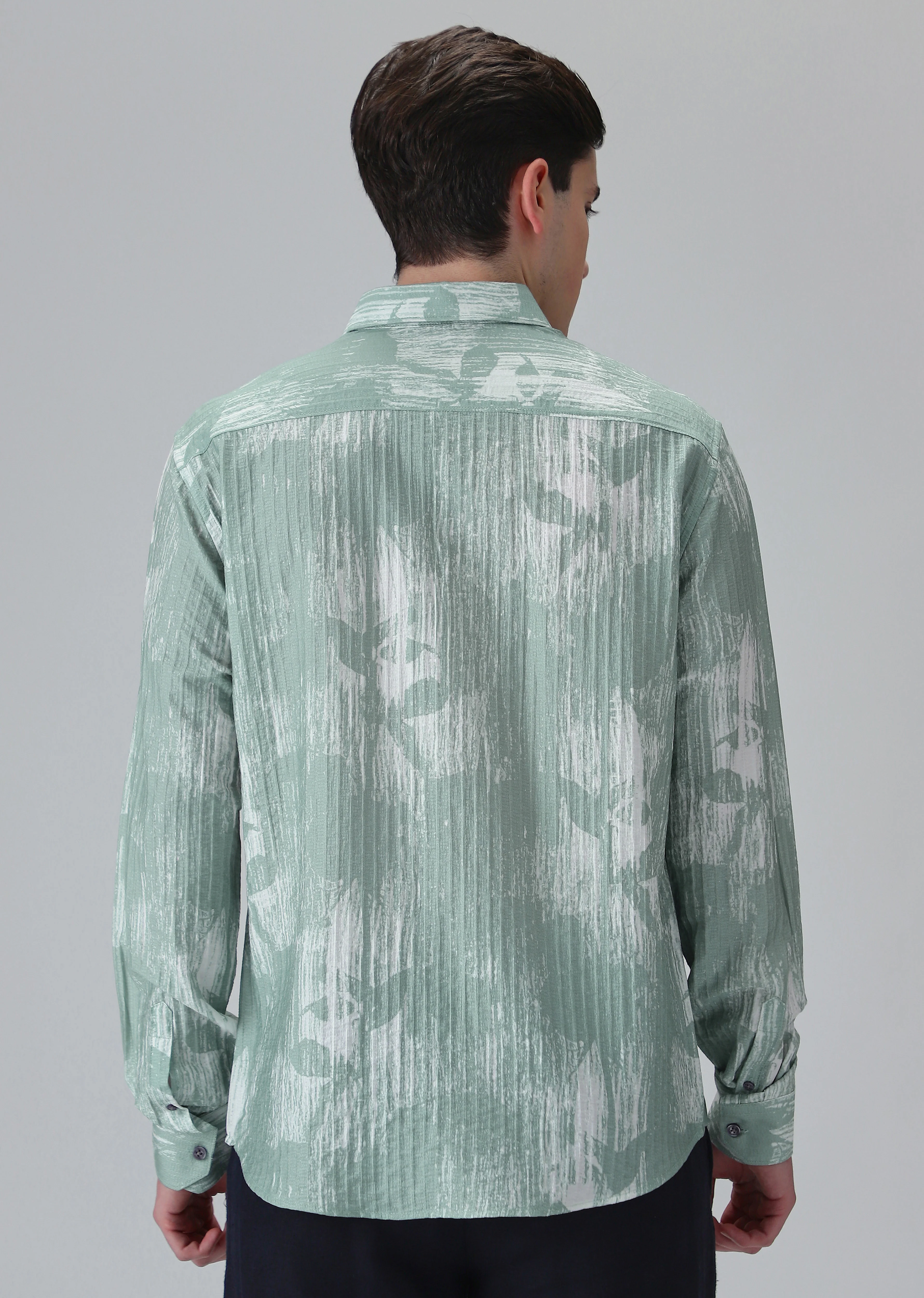 Dual Tone  Green Printed Shirt - Image 2