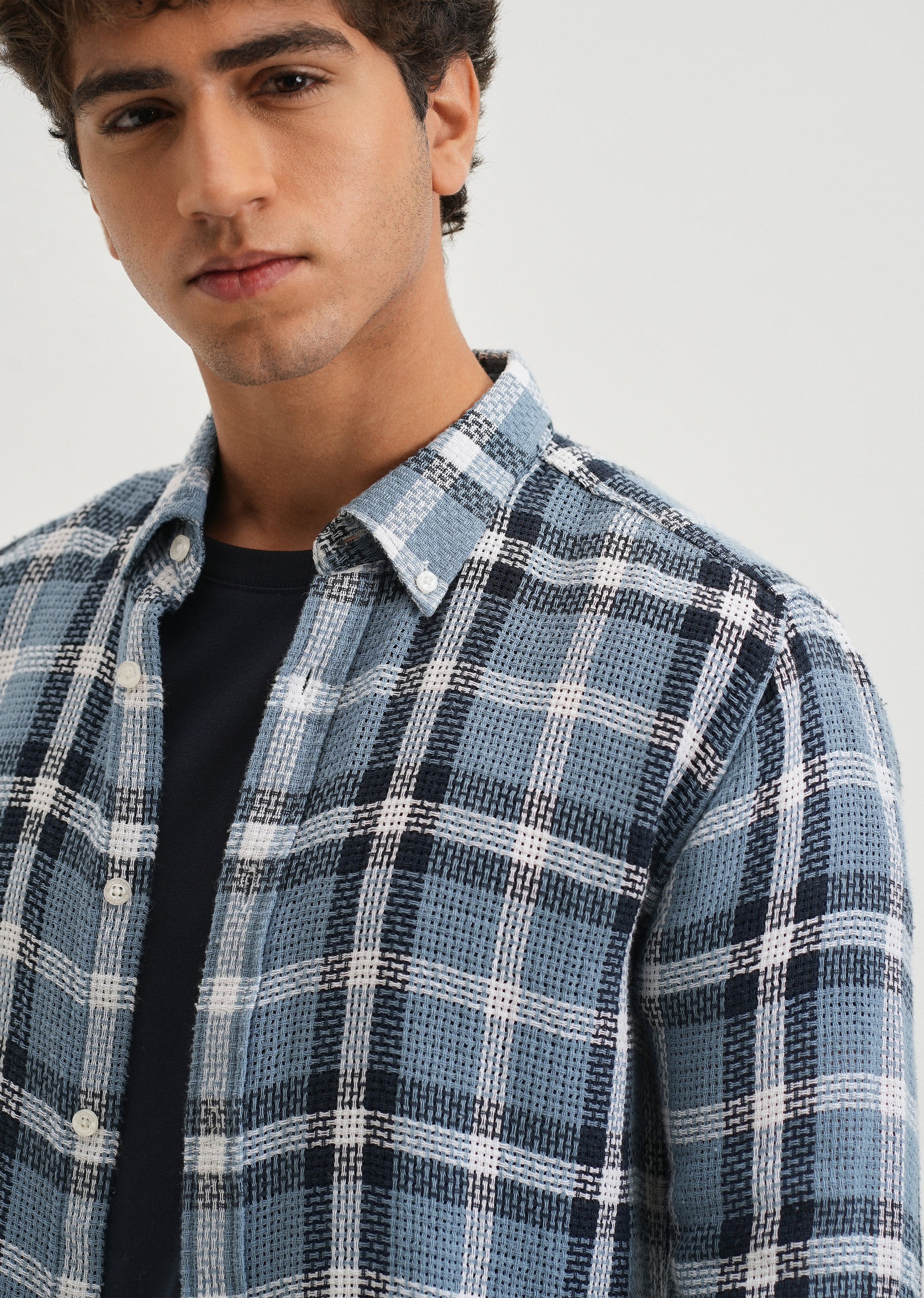Dulet Blue Check Shirt - Image 5
