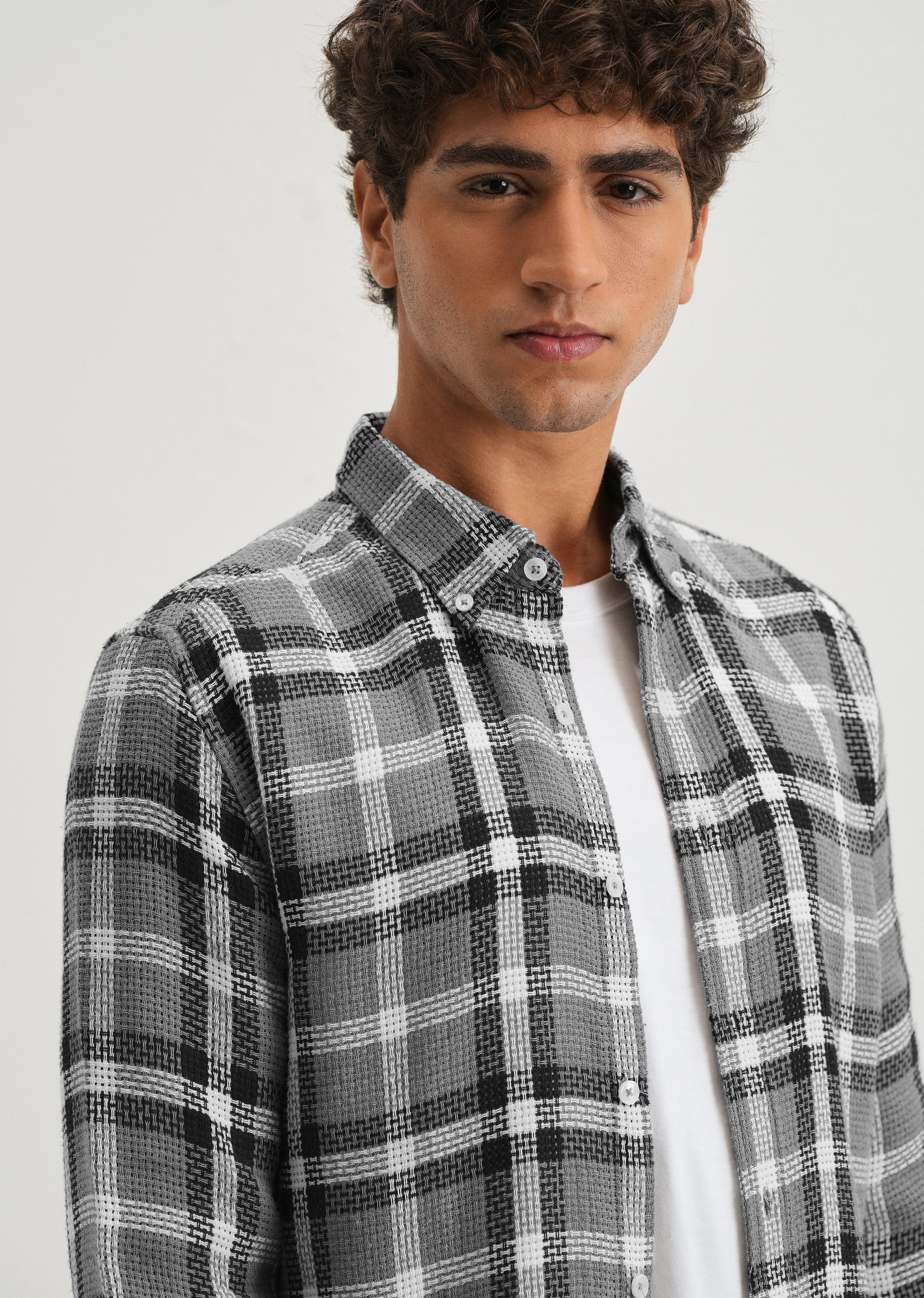 Dulet Gray Check Shirt - Image 5
