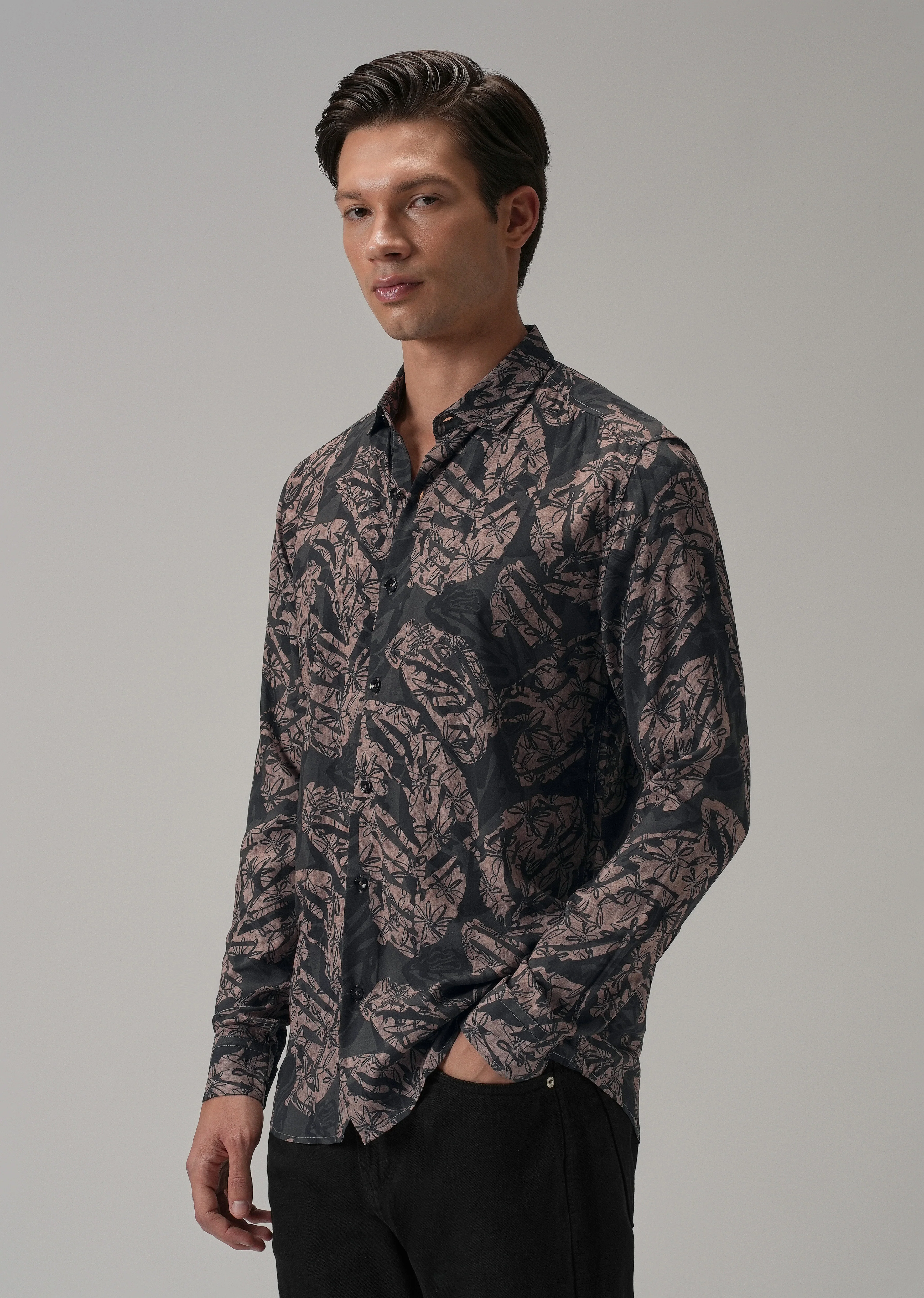 Dusk Pink Floral Printed Shirt - Image 3