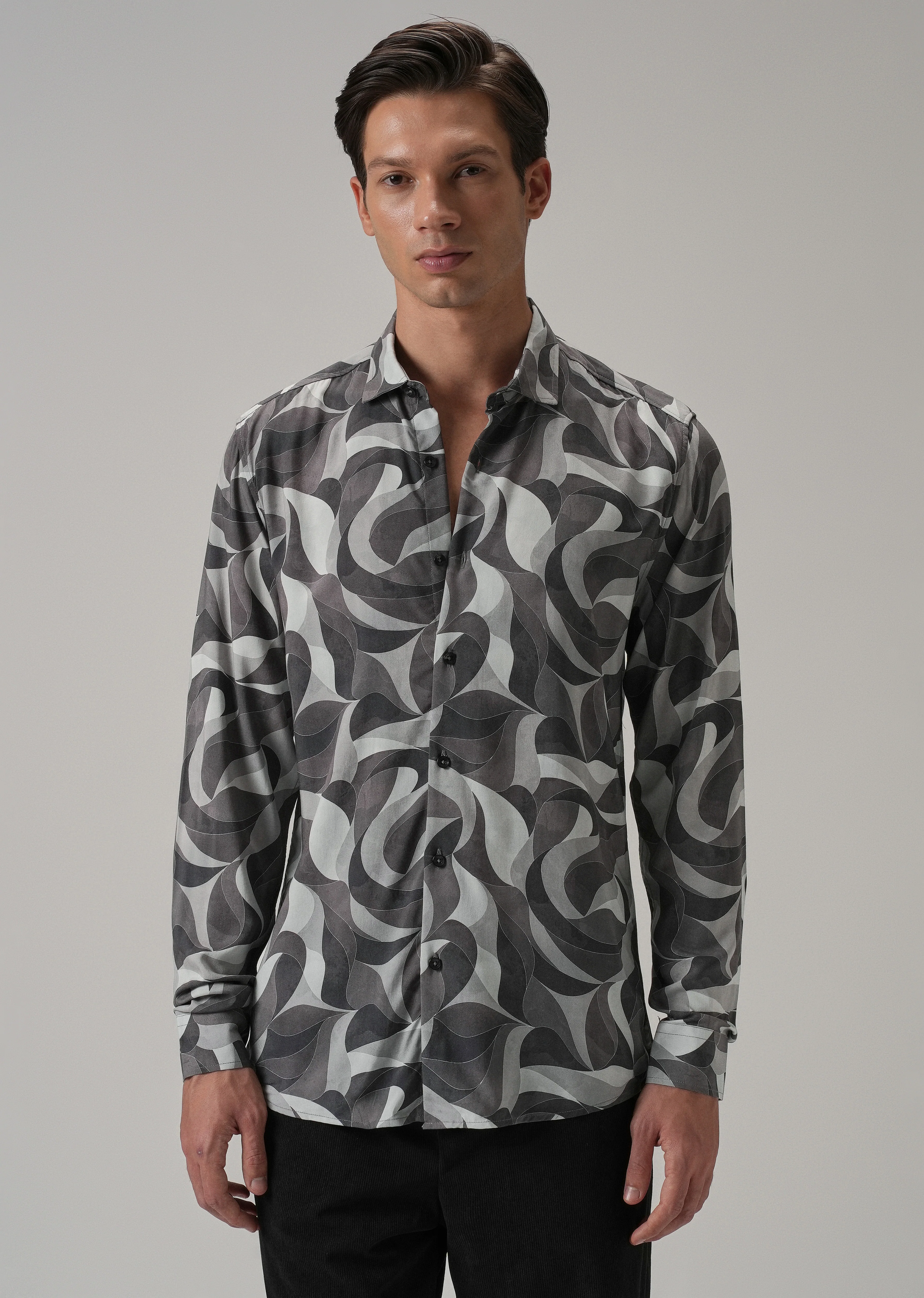 Dusky Violet Swirl Printed Shirt - Image 3