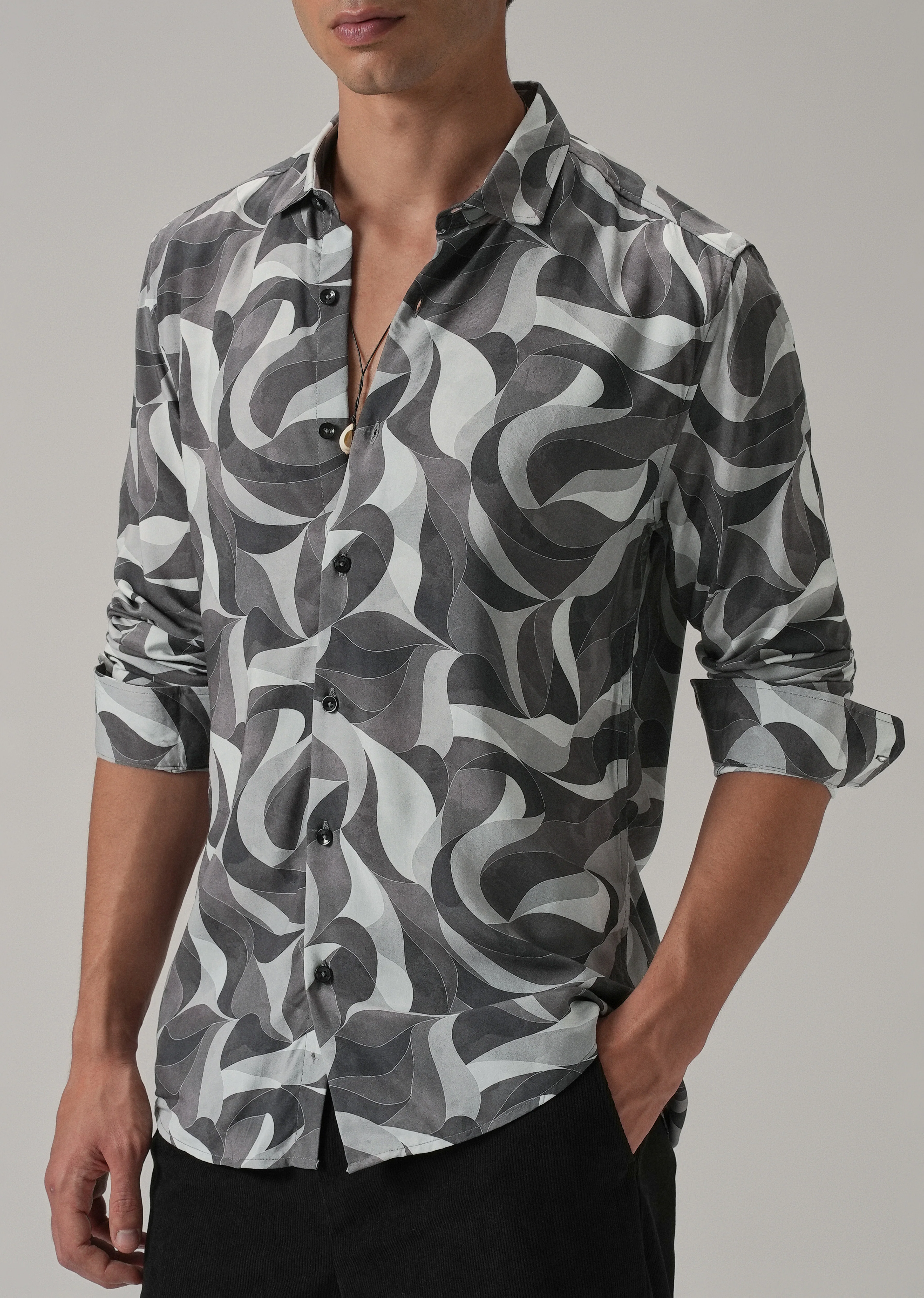 Dusky Violet Swirl Printed Shirt - Image 7