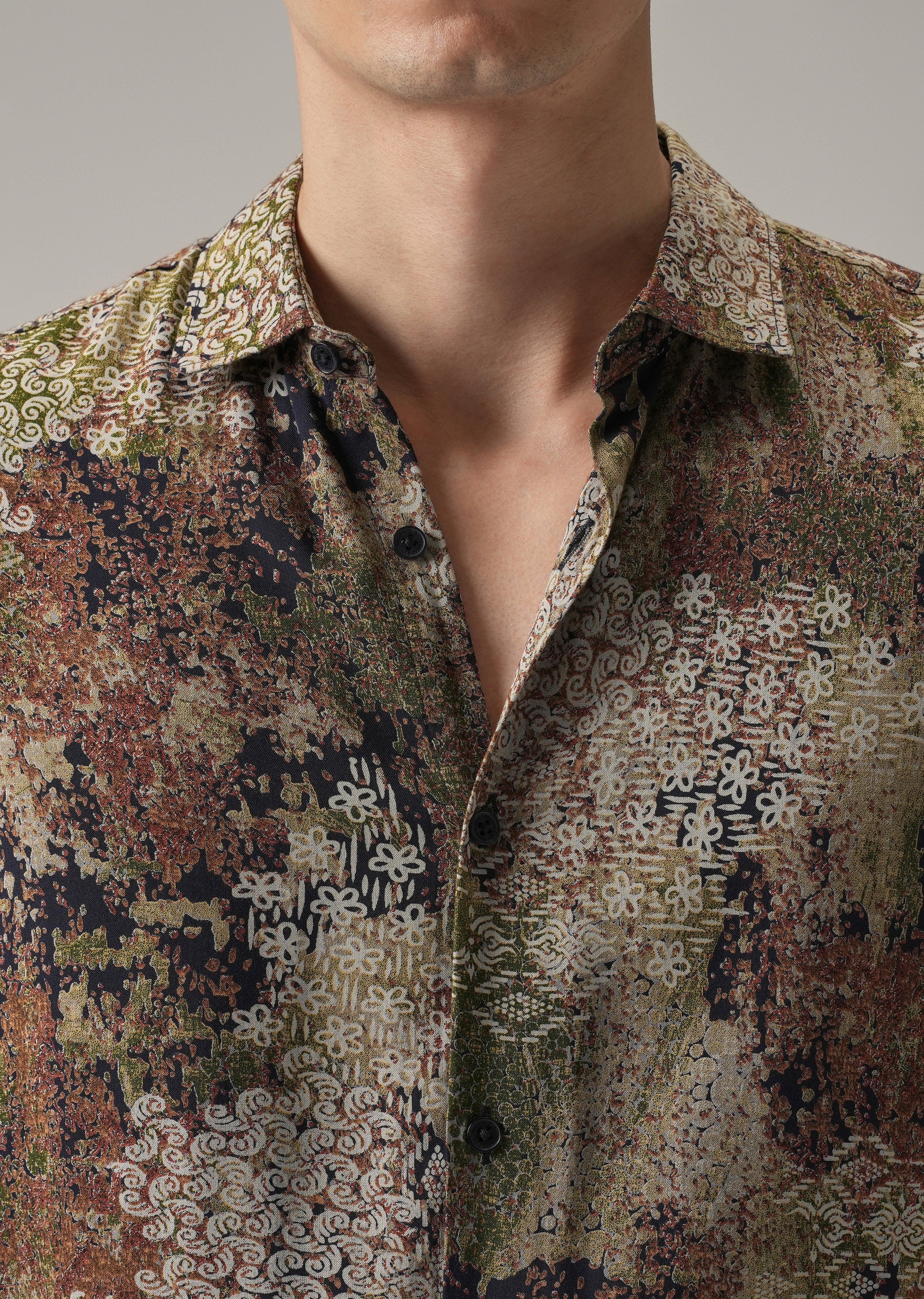 Earthen Camo Print Feather Shirt - Image 2