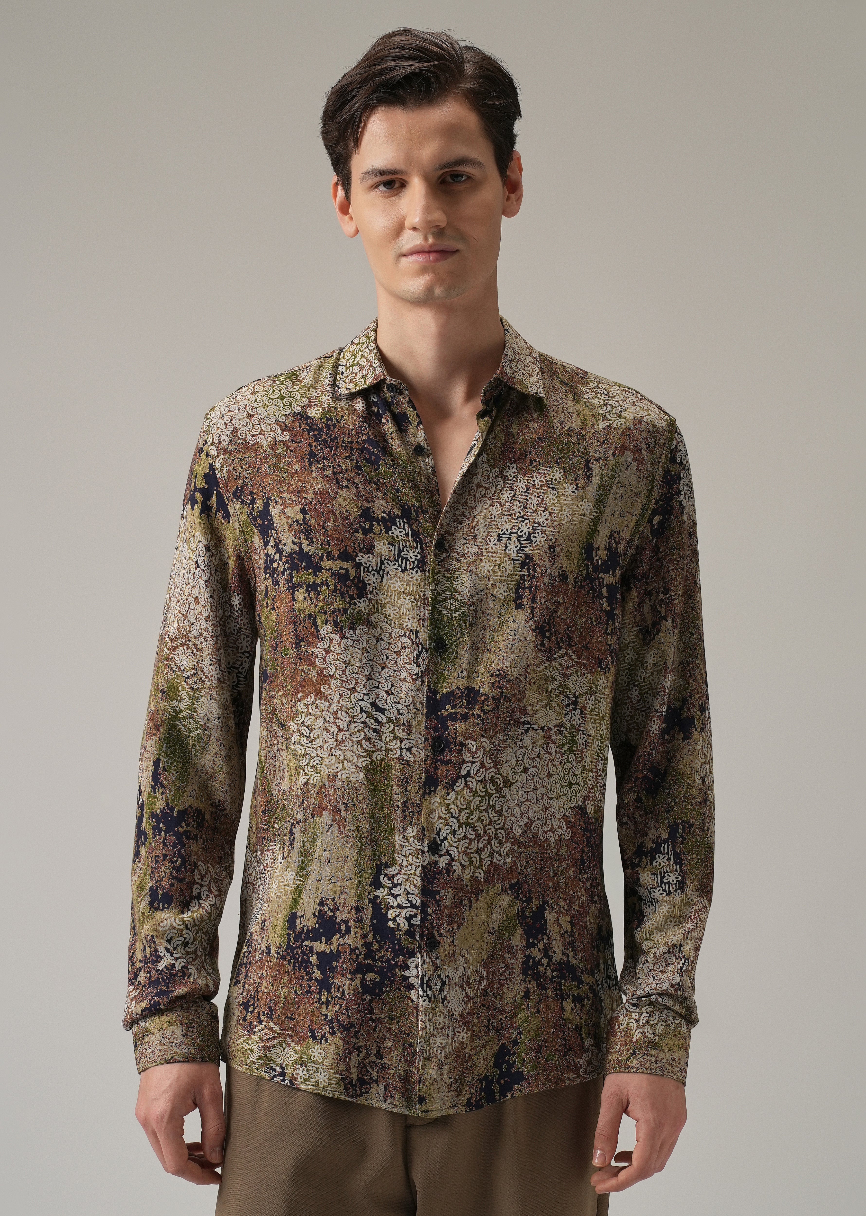 Earthen Camo Print Feather Shirt - Image 4