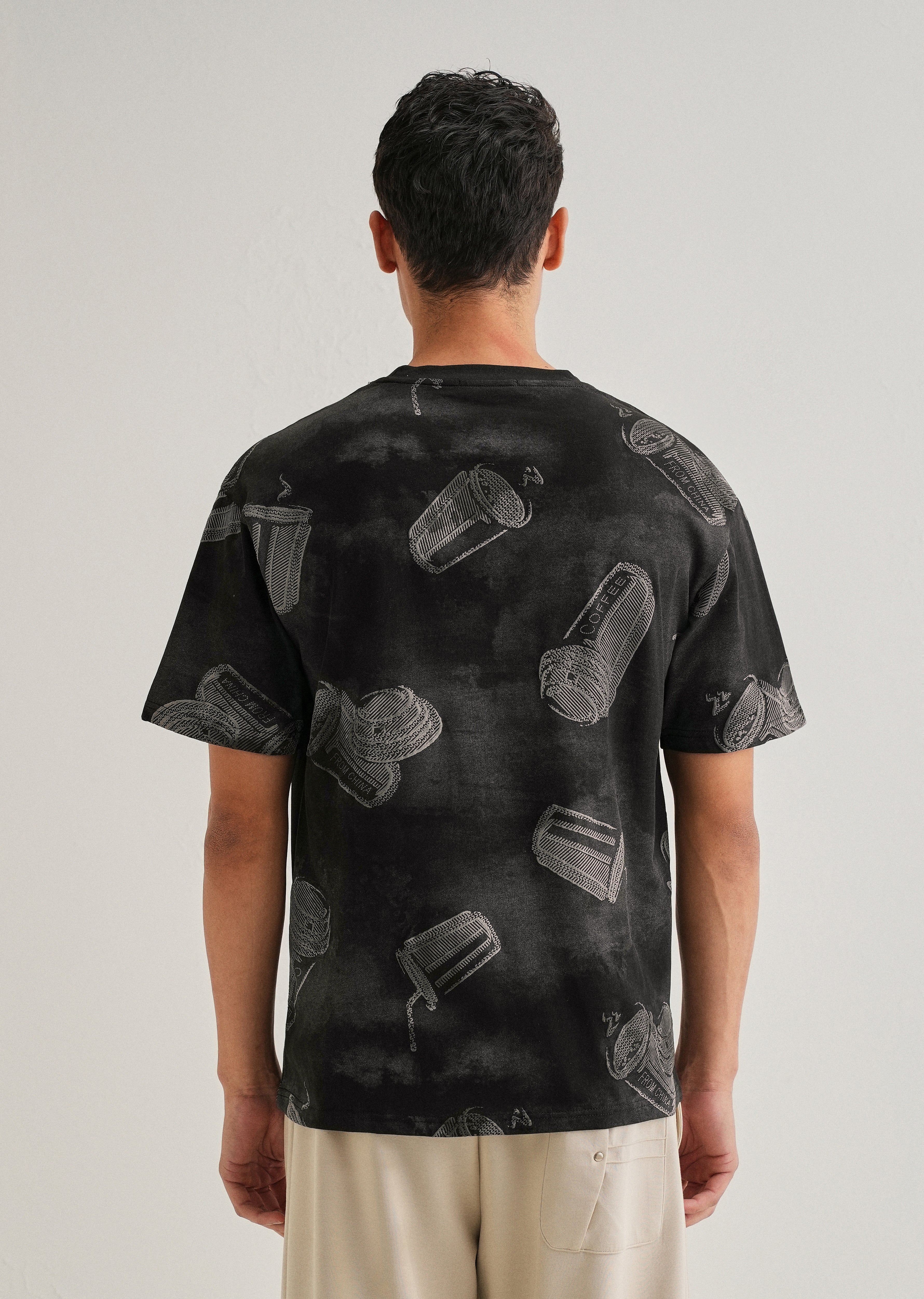 Ebony Black Printed Oversized T-shirt - Image 2