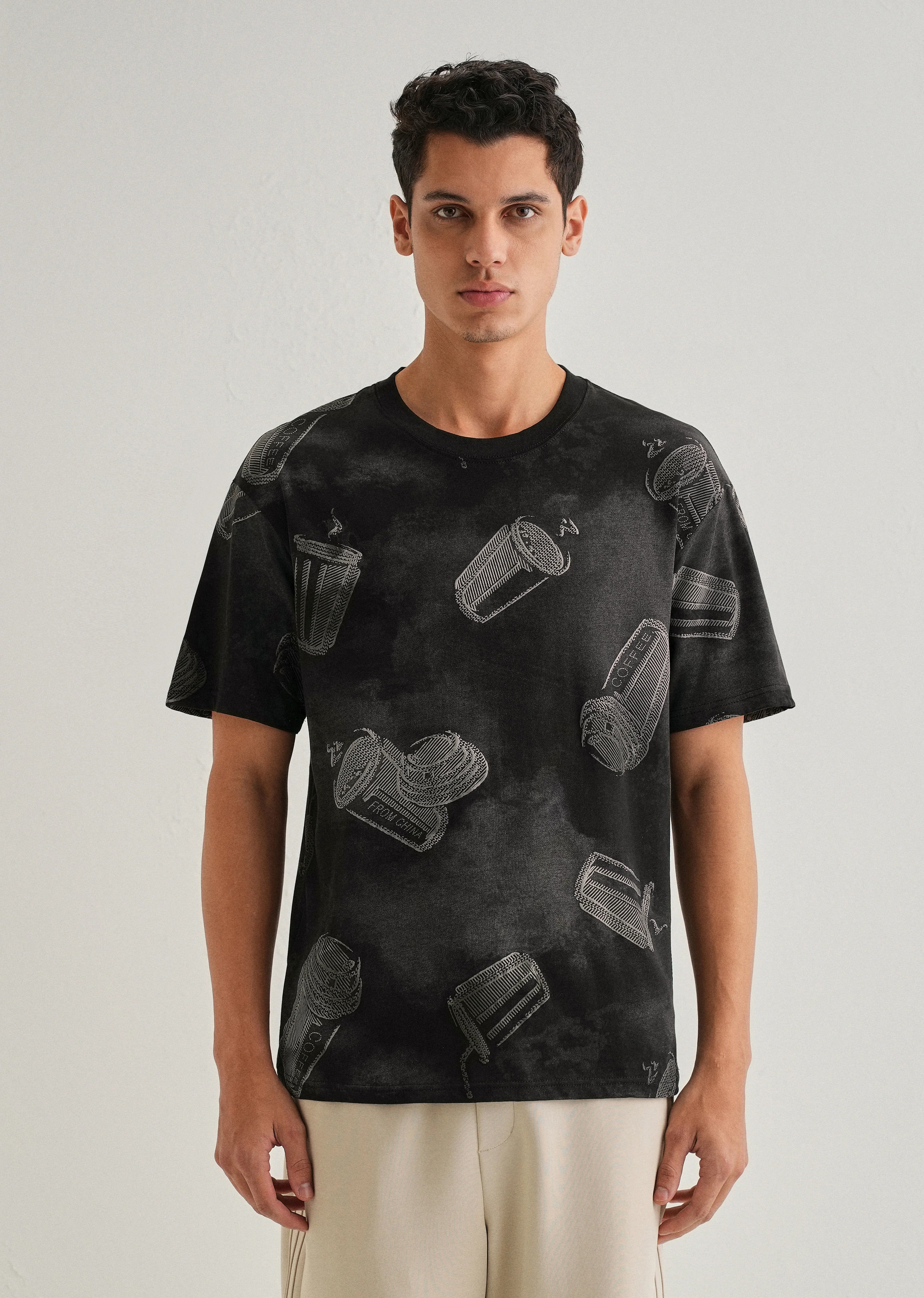 Ebony Black Printed Oversized T-shirt - Image 3