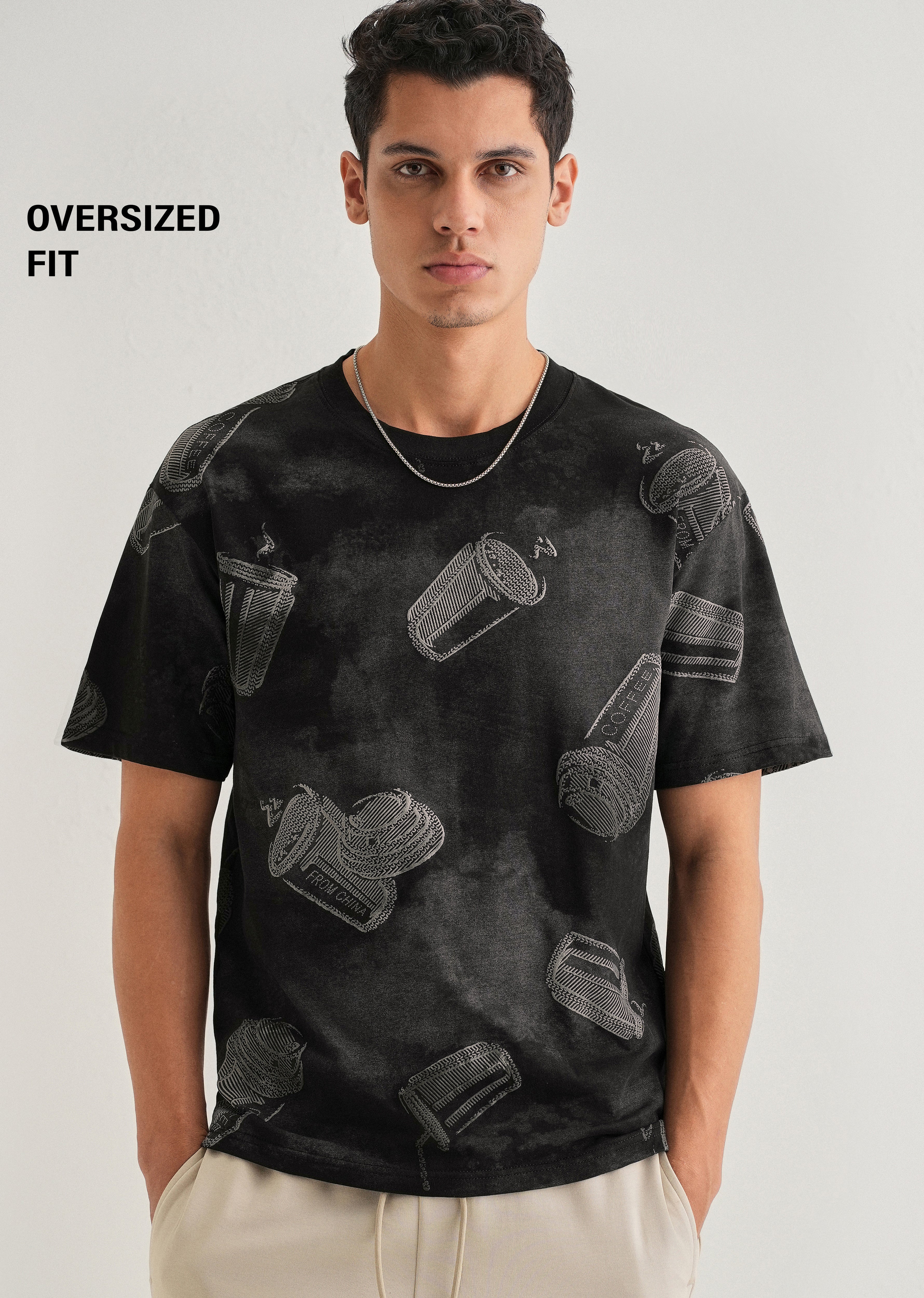 Ebony Black Printed Oversized T-shirt - Image 7
