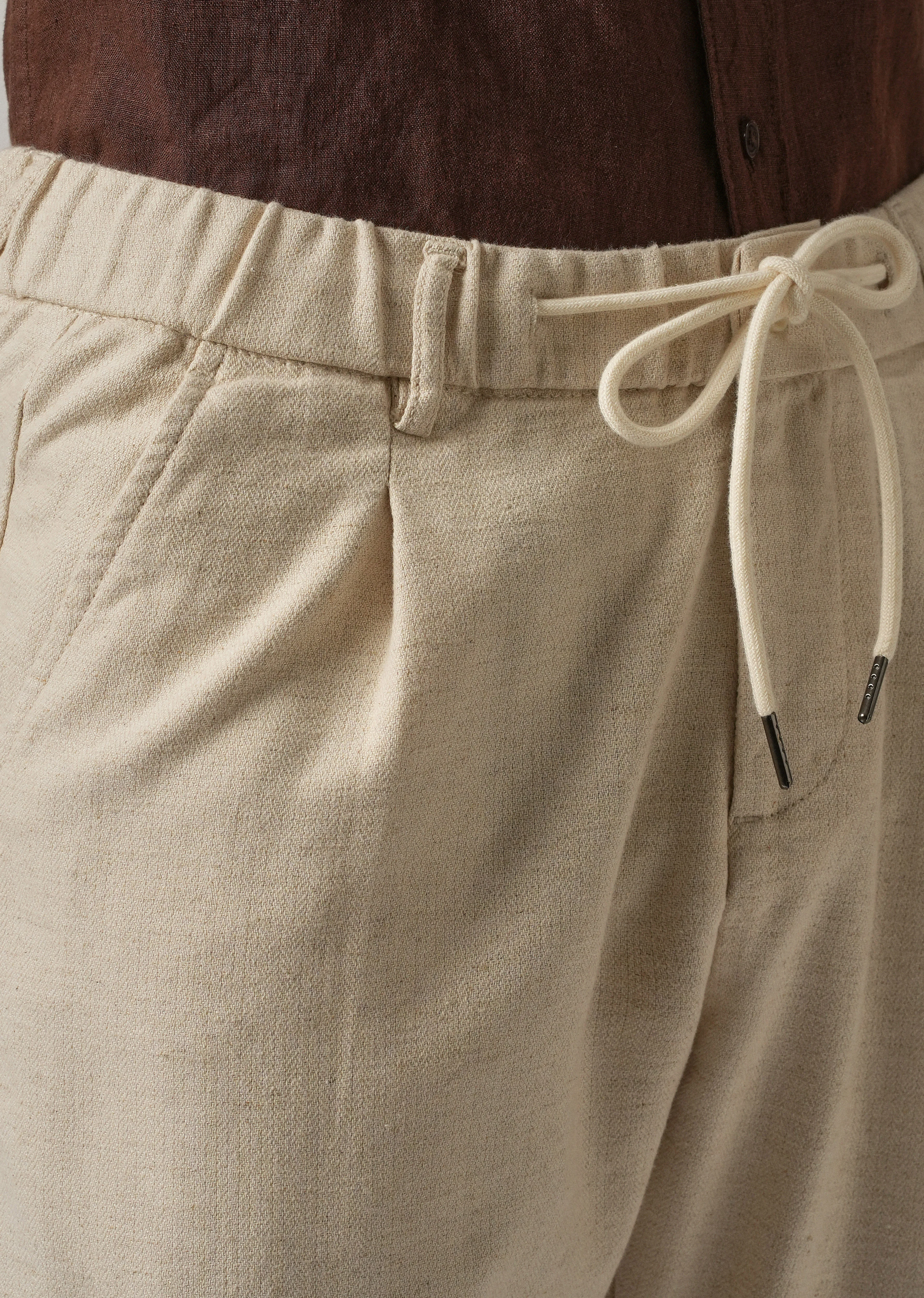 Ecru Beige Blended Linen Pant - Image 5