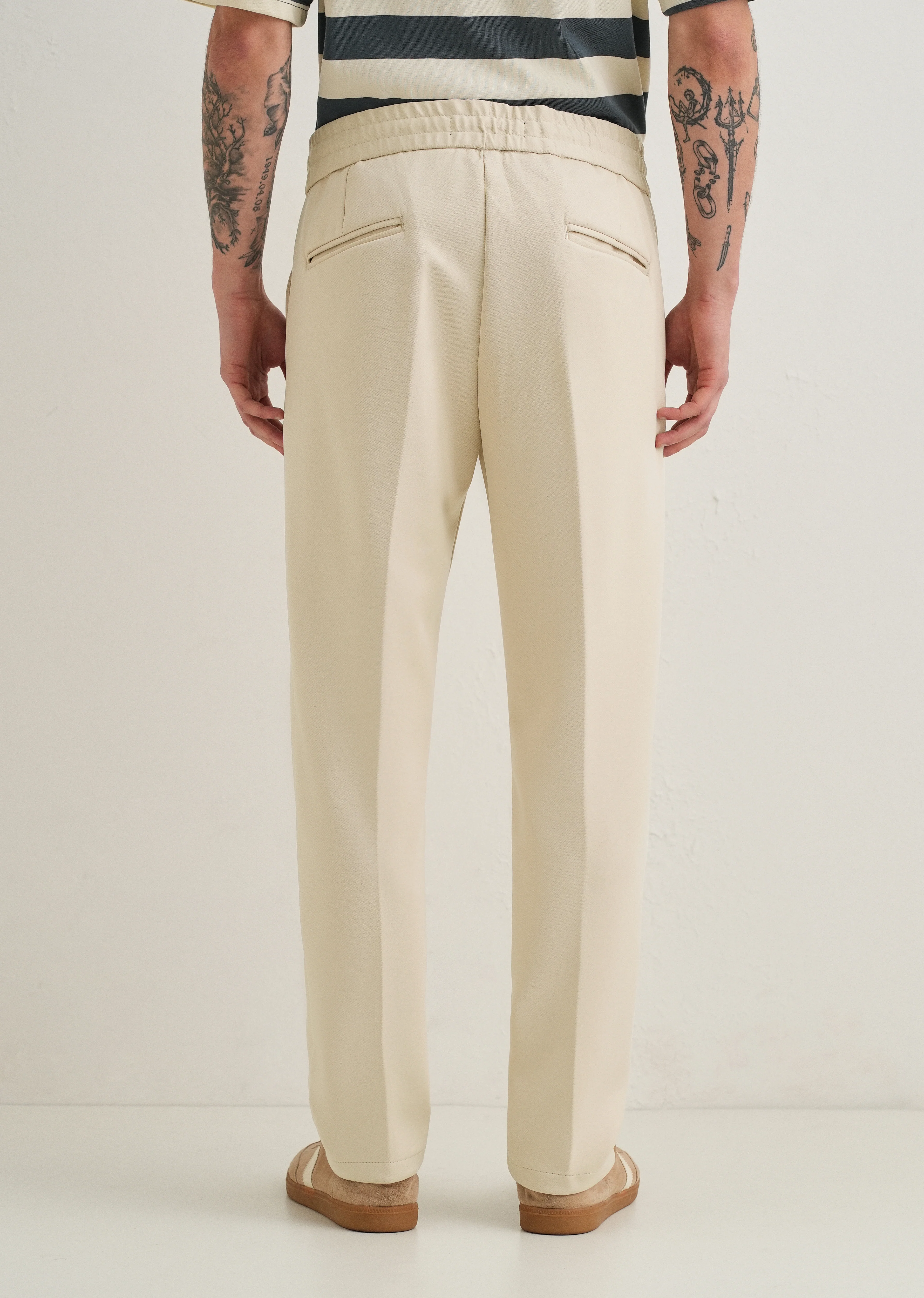 Ecru Drawstring Trousers - Image 2