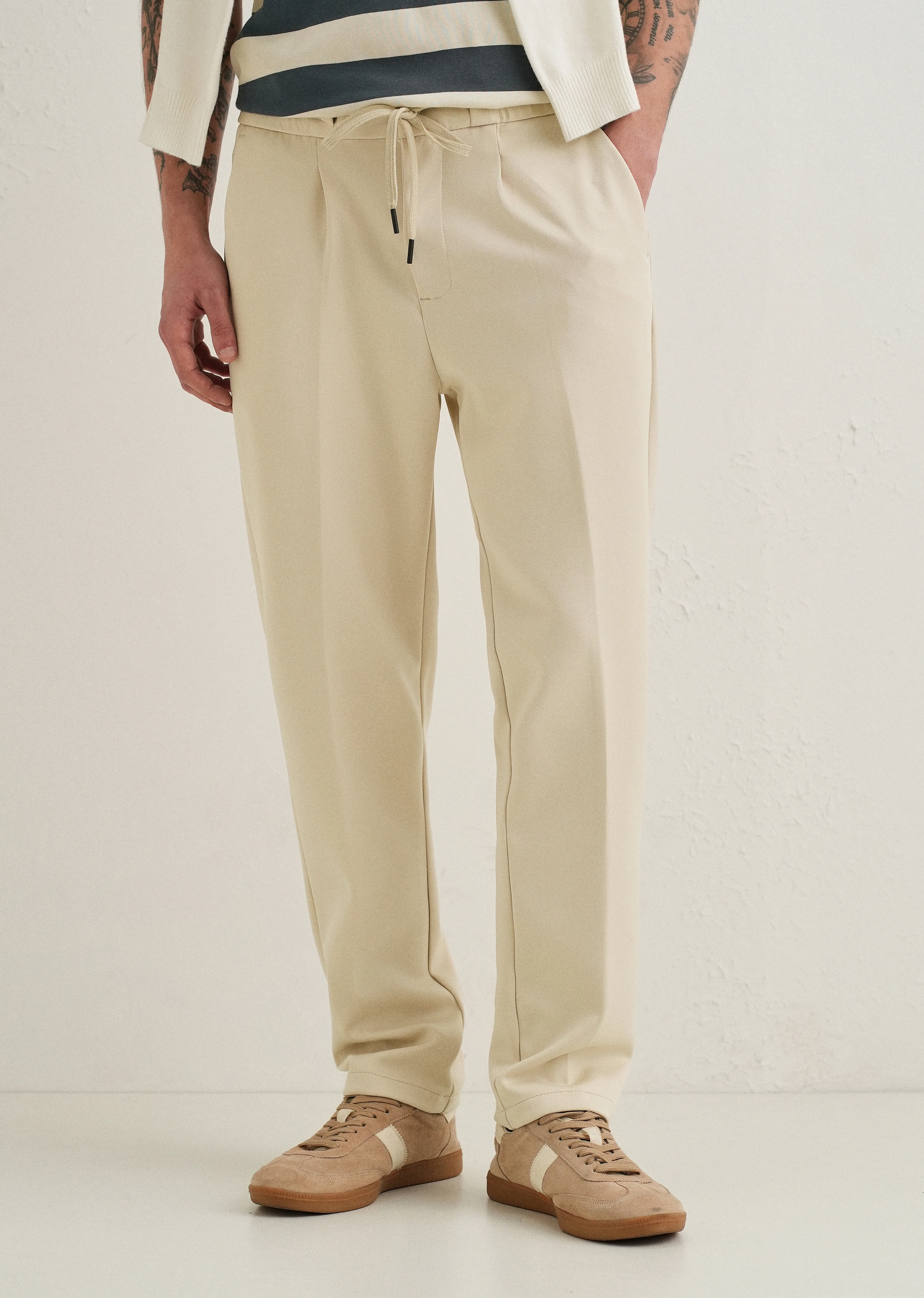 Ecru Drawstring Trousers - Image 7
