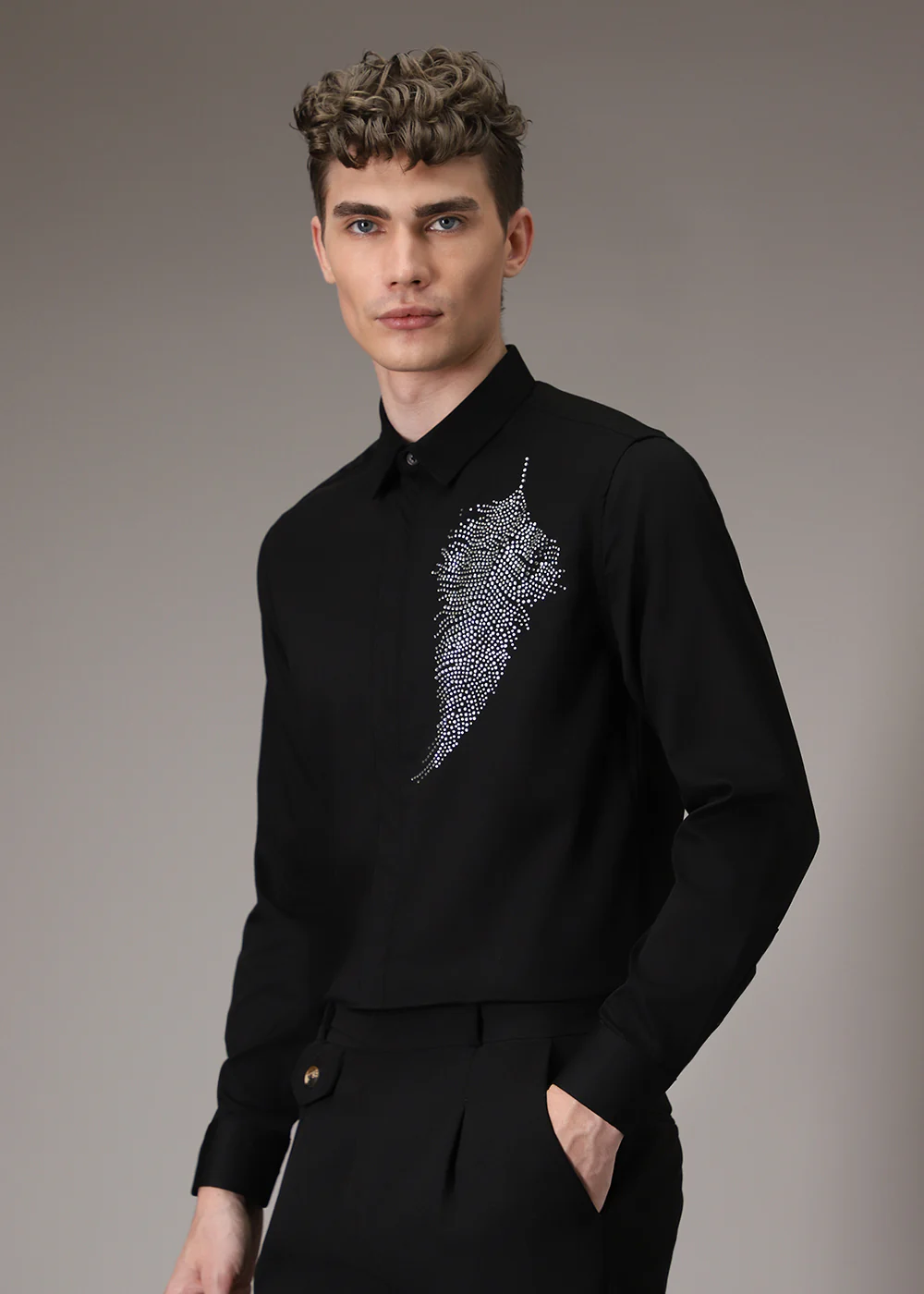 Embellish Beaded Black Designer Shirt - Image 5