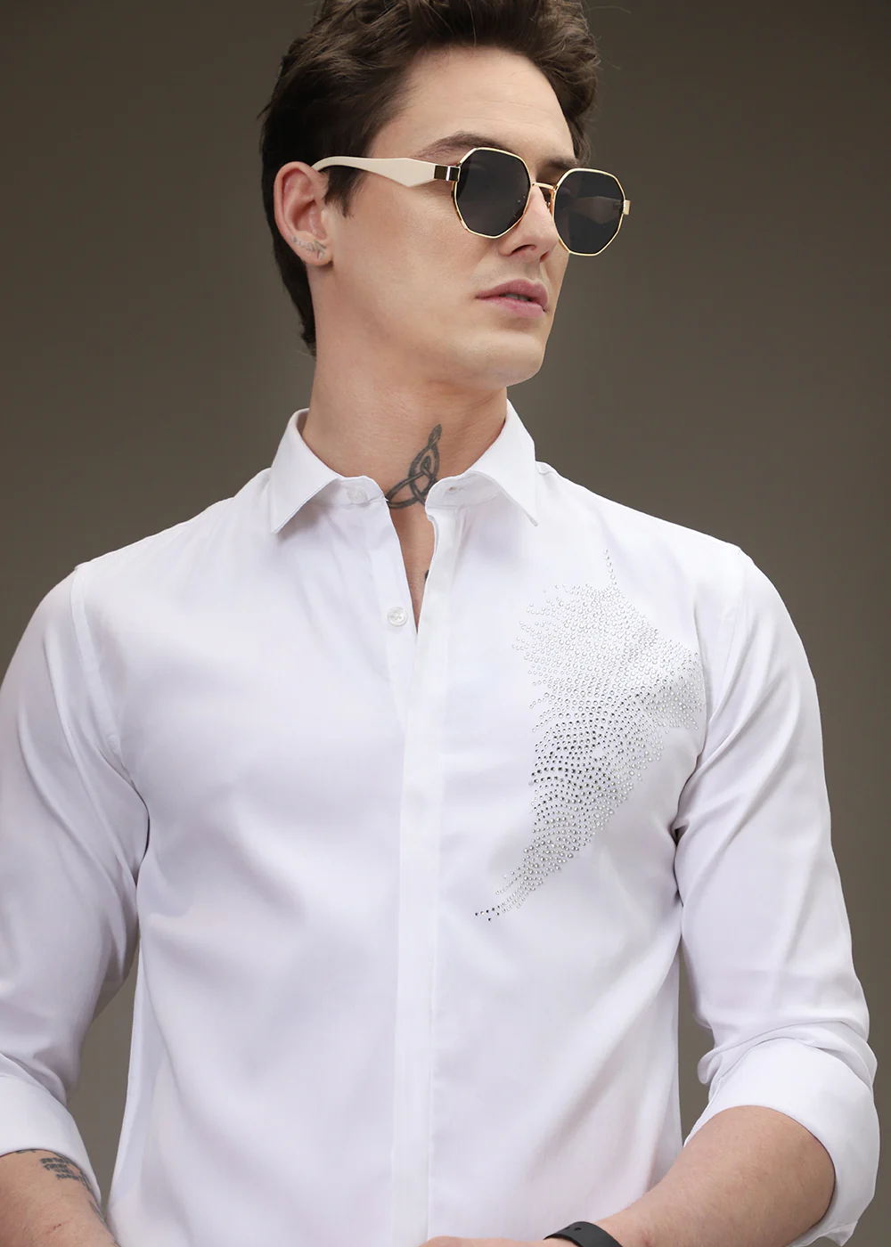 Embellish Beaded White Designer Shirt - Image 2