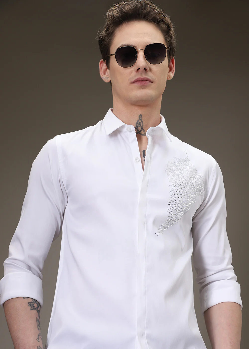 Embellish Beaded White Designer Shirt - Image 6