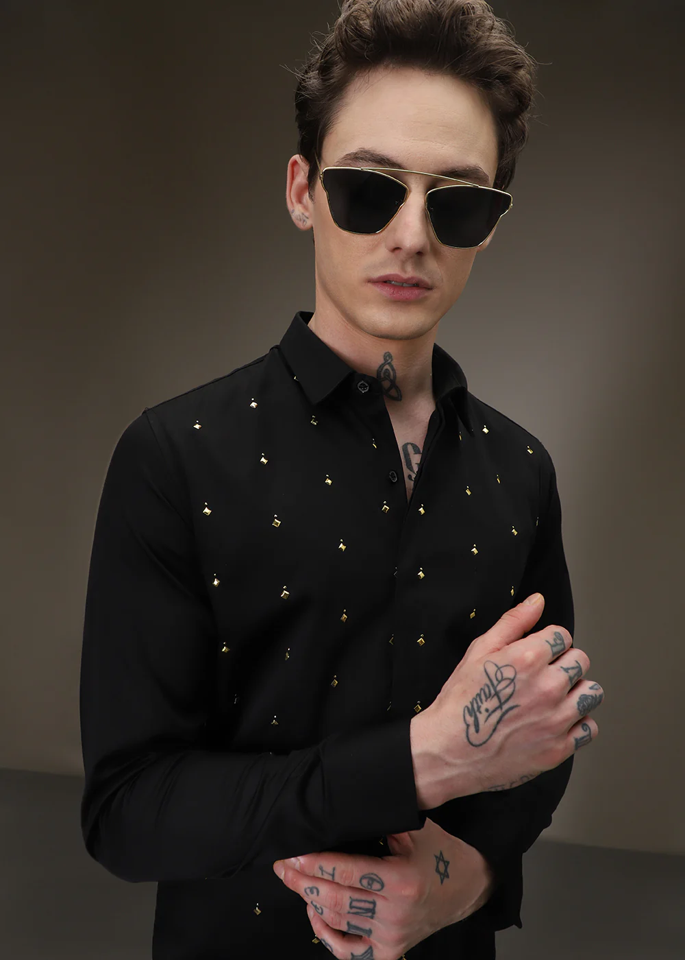 Embellished Black Designer Shirt - Image 2
