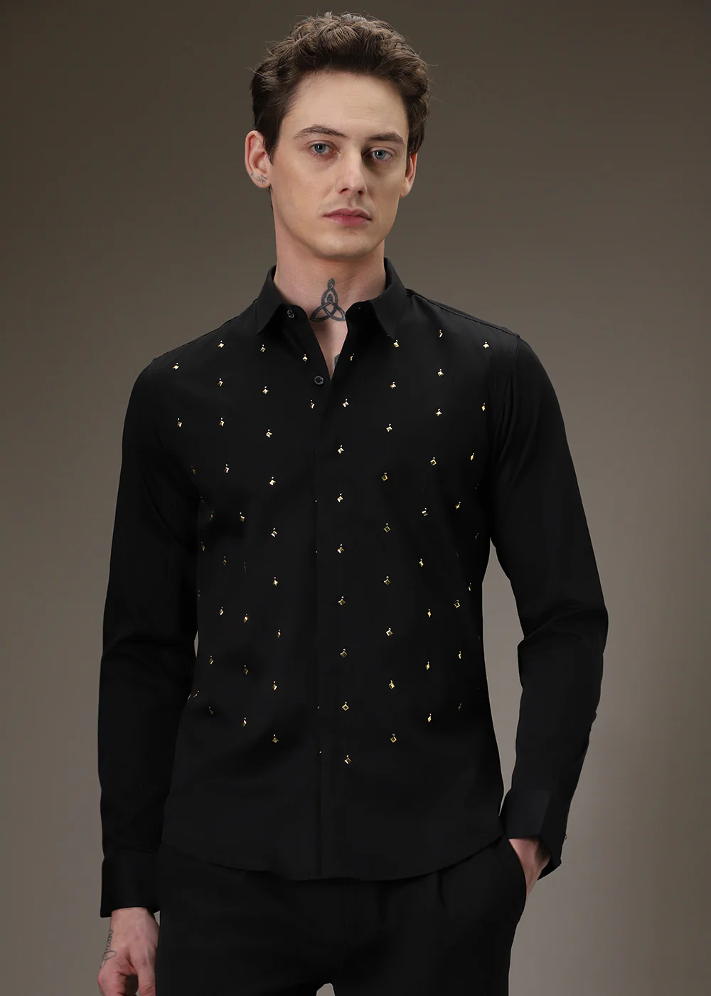 Embellished Black Designer Shirt - Image 7