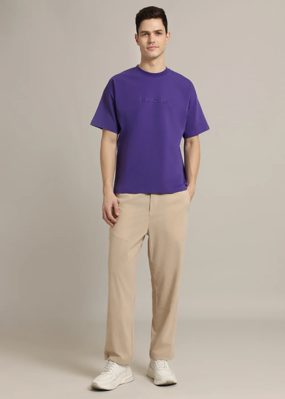 Emboss Luxe Purple Plain Oversized T-shirt - Image 6