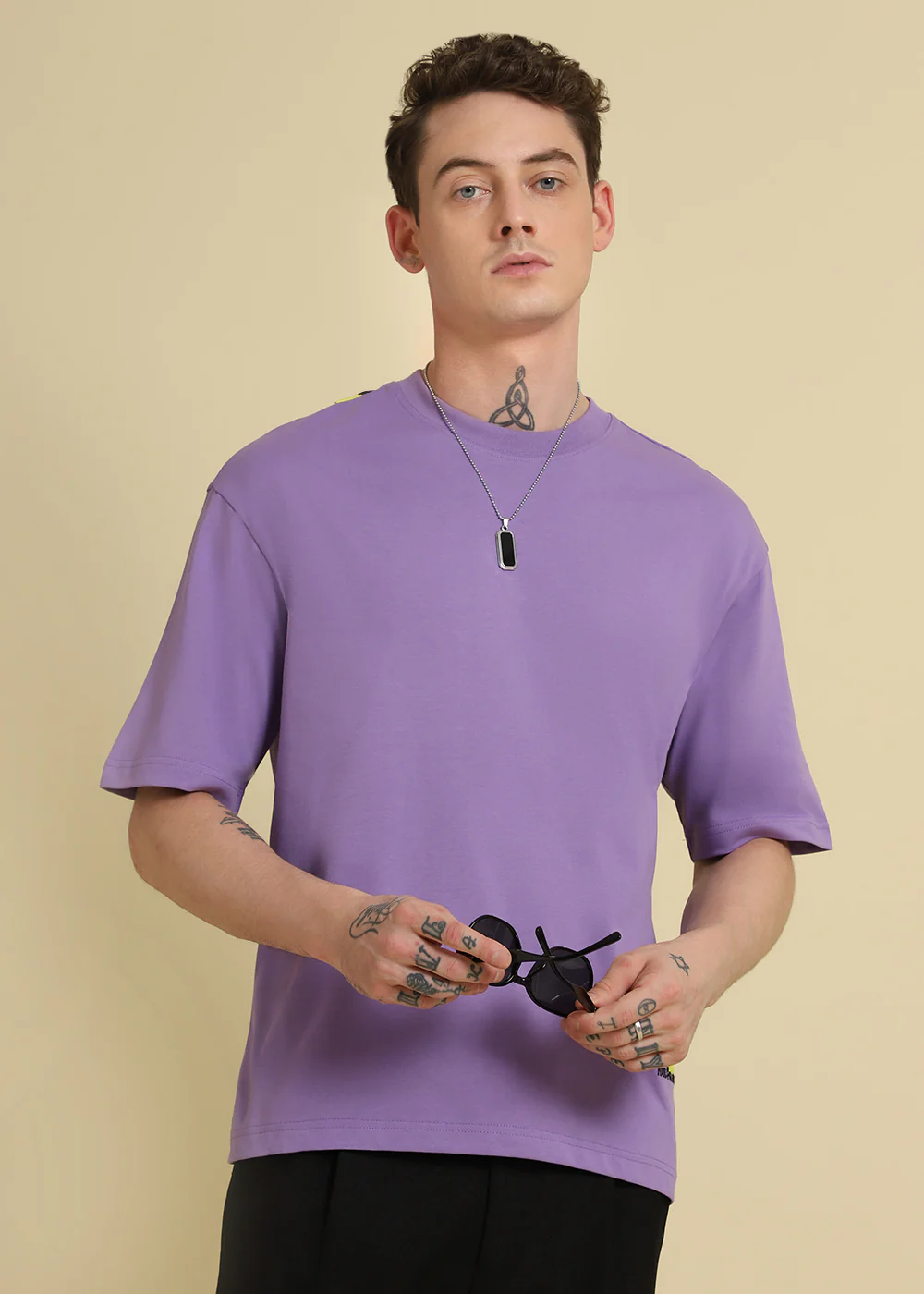 Embossed Purple Oversized T-shirt - Image 3