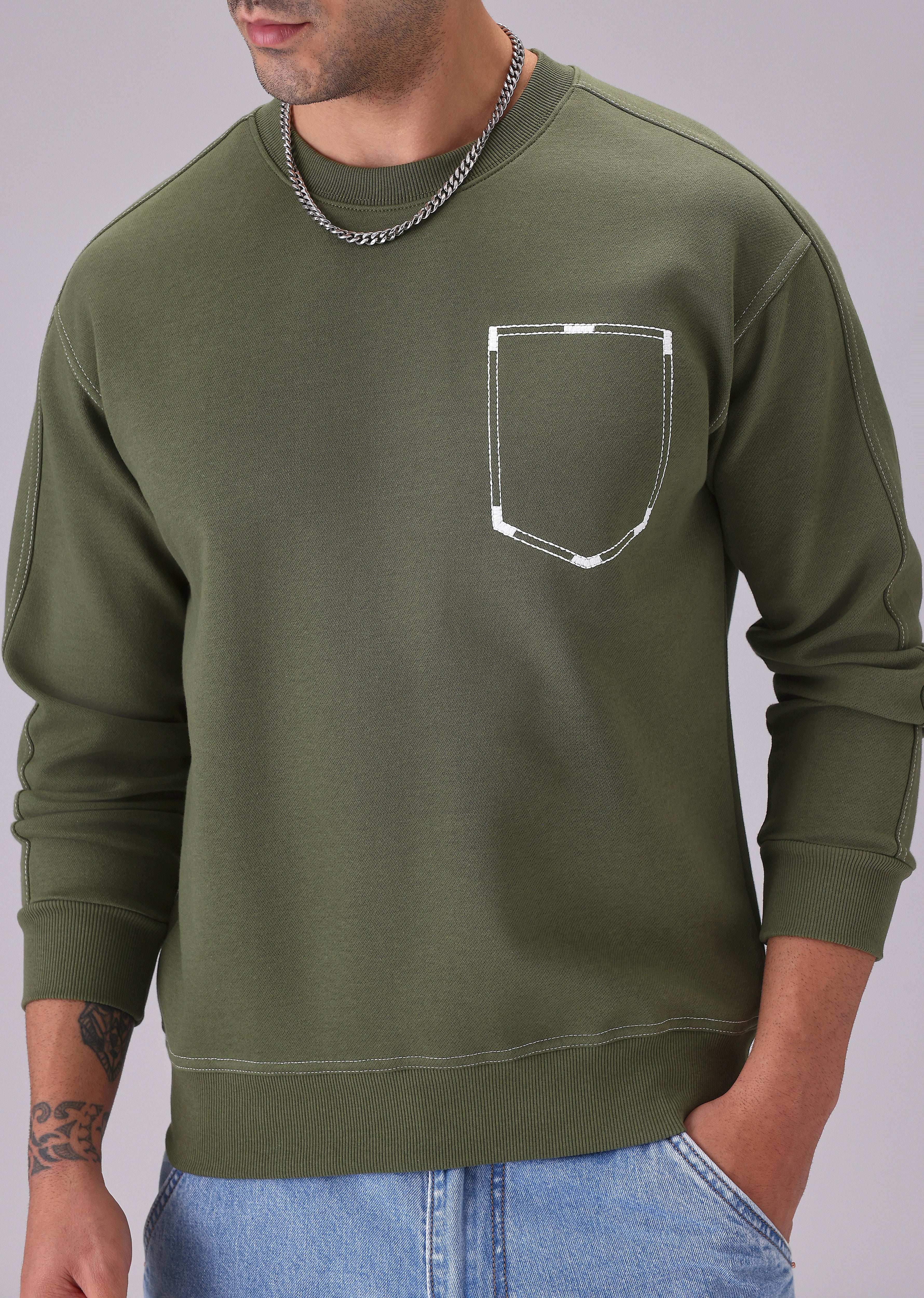 Embro Pocket Green Sweatshirt - Image 7
