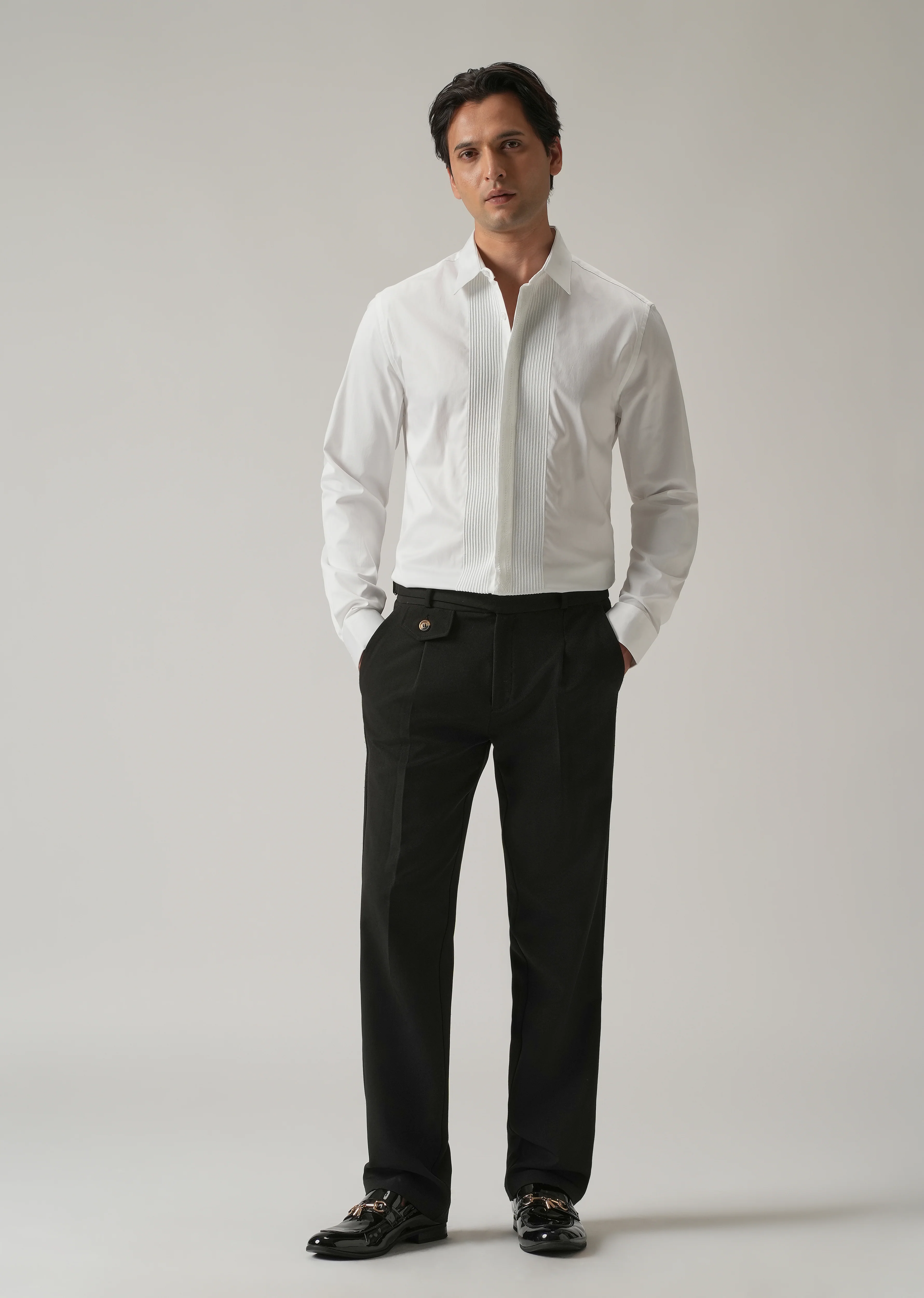 Embroidered Panel White Designer Shirt - Image 6
