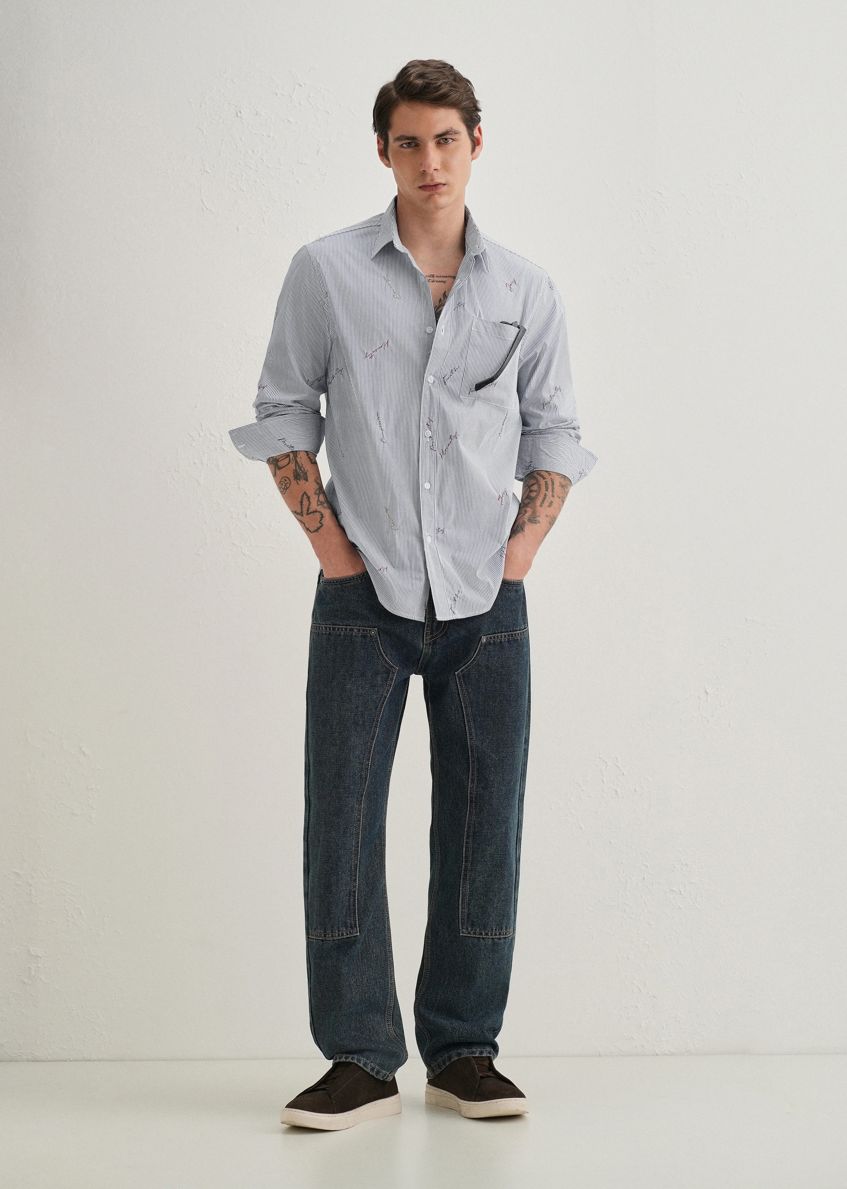 Emotive Embroidered Blue Stripe Shirt - Image 6