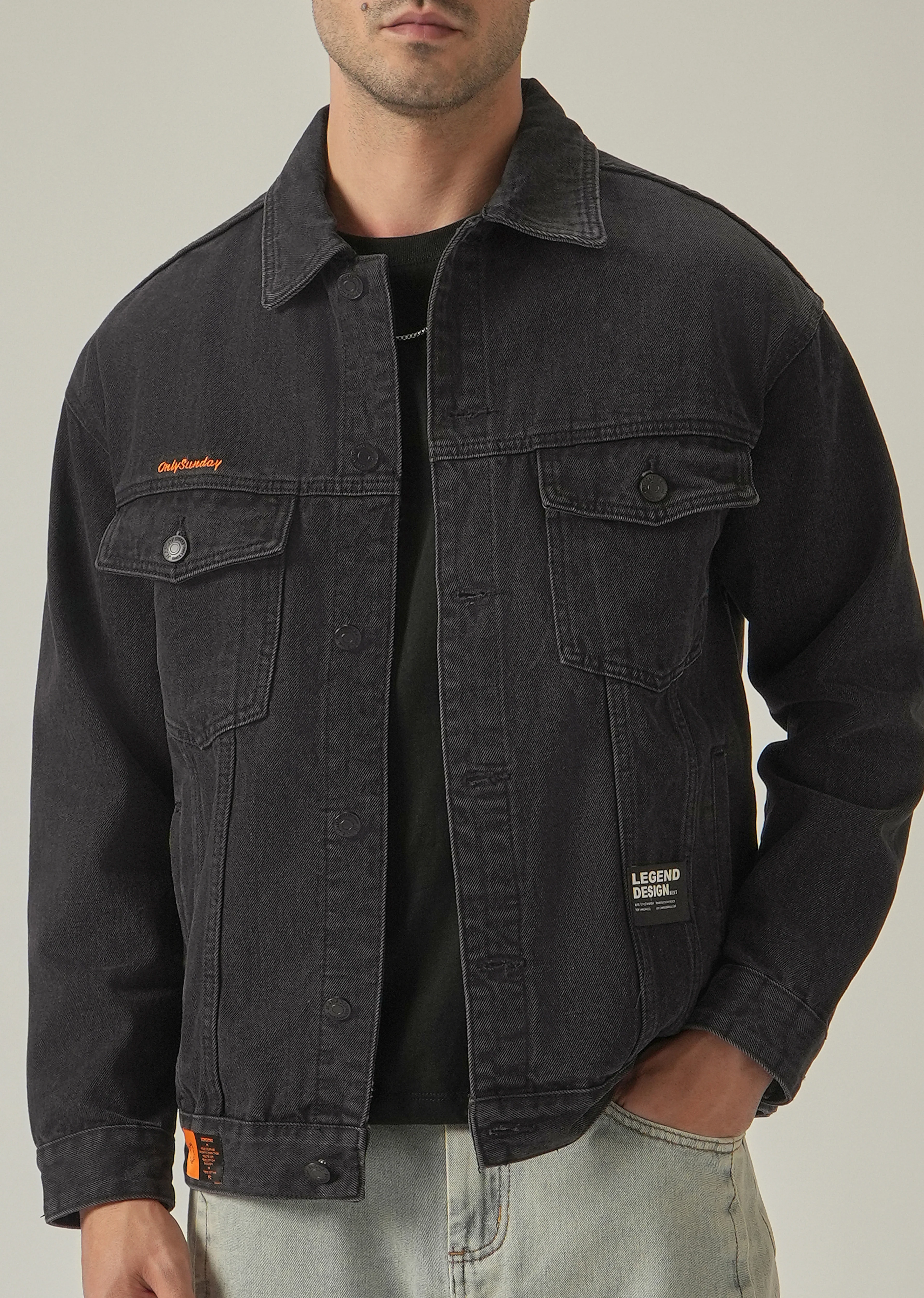 Faded Black Denim Jacket - Image 8
