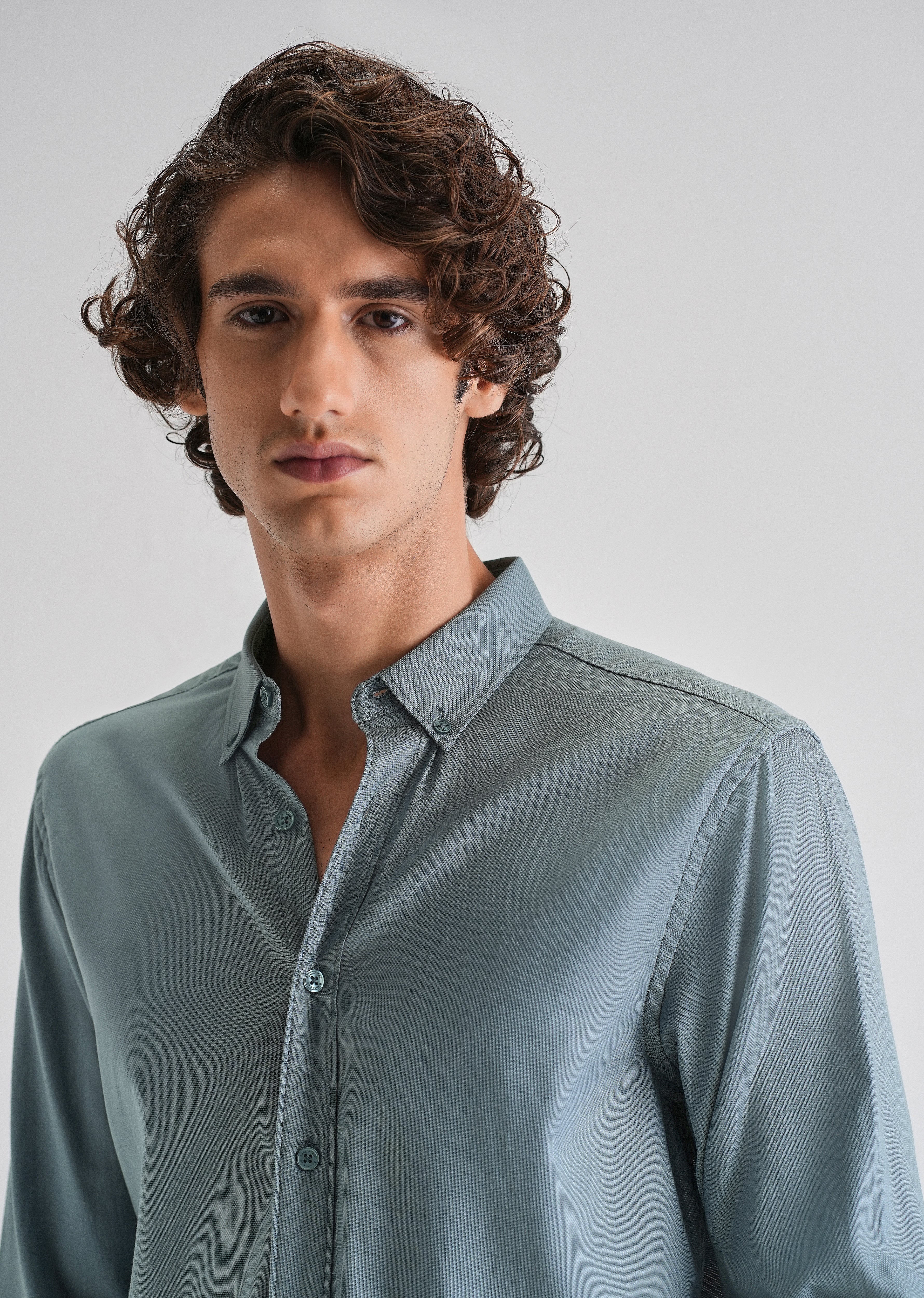 Fairview Blue Plain Blended Cotton Regular Fit Shirt - Image 5