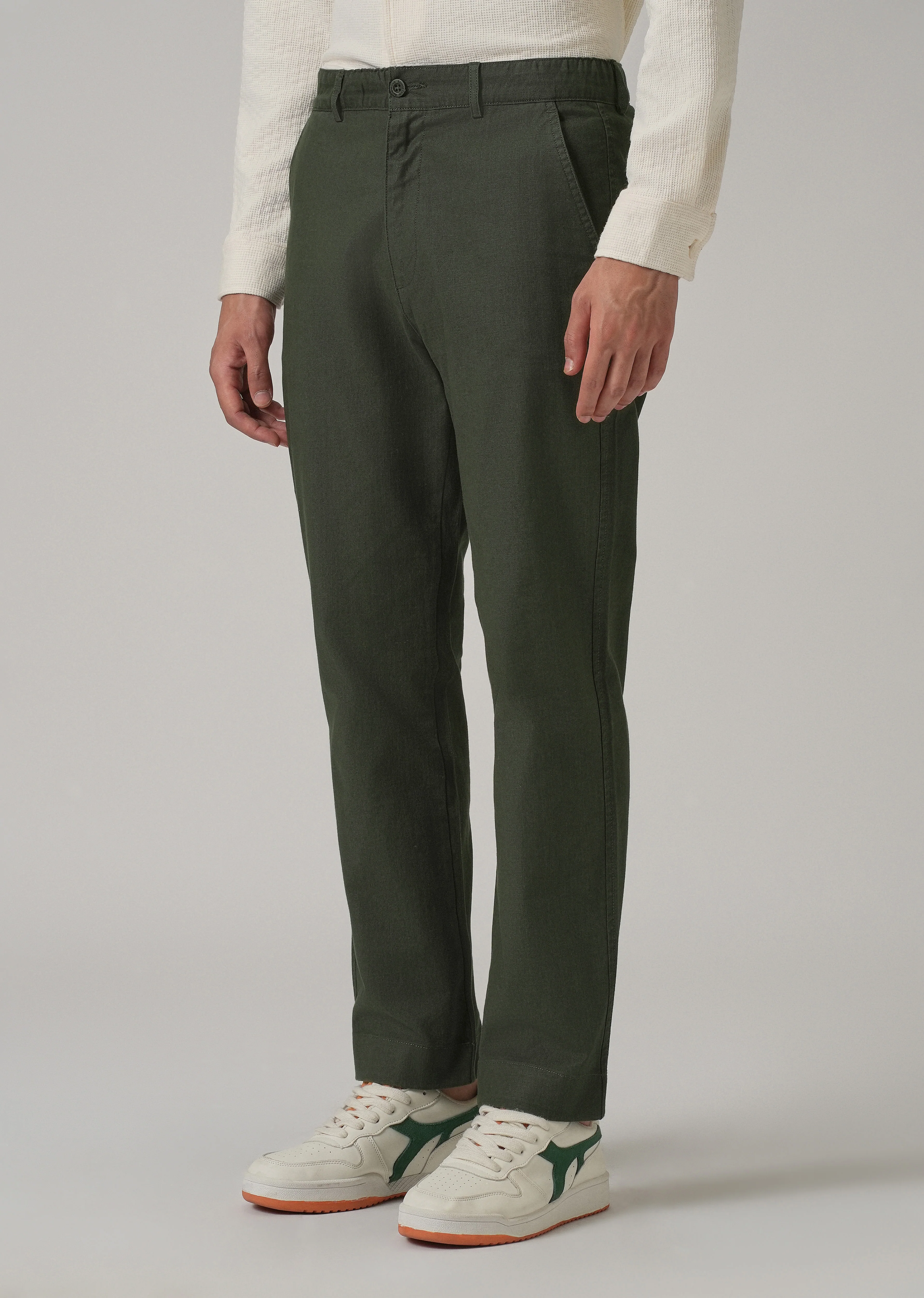 Fern Green Cotton Trouser - Image 4