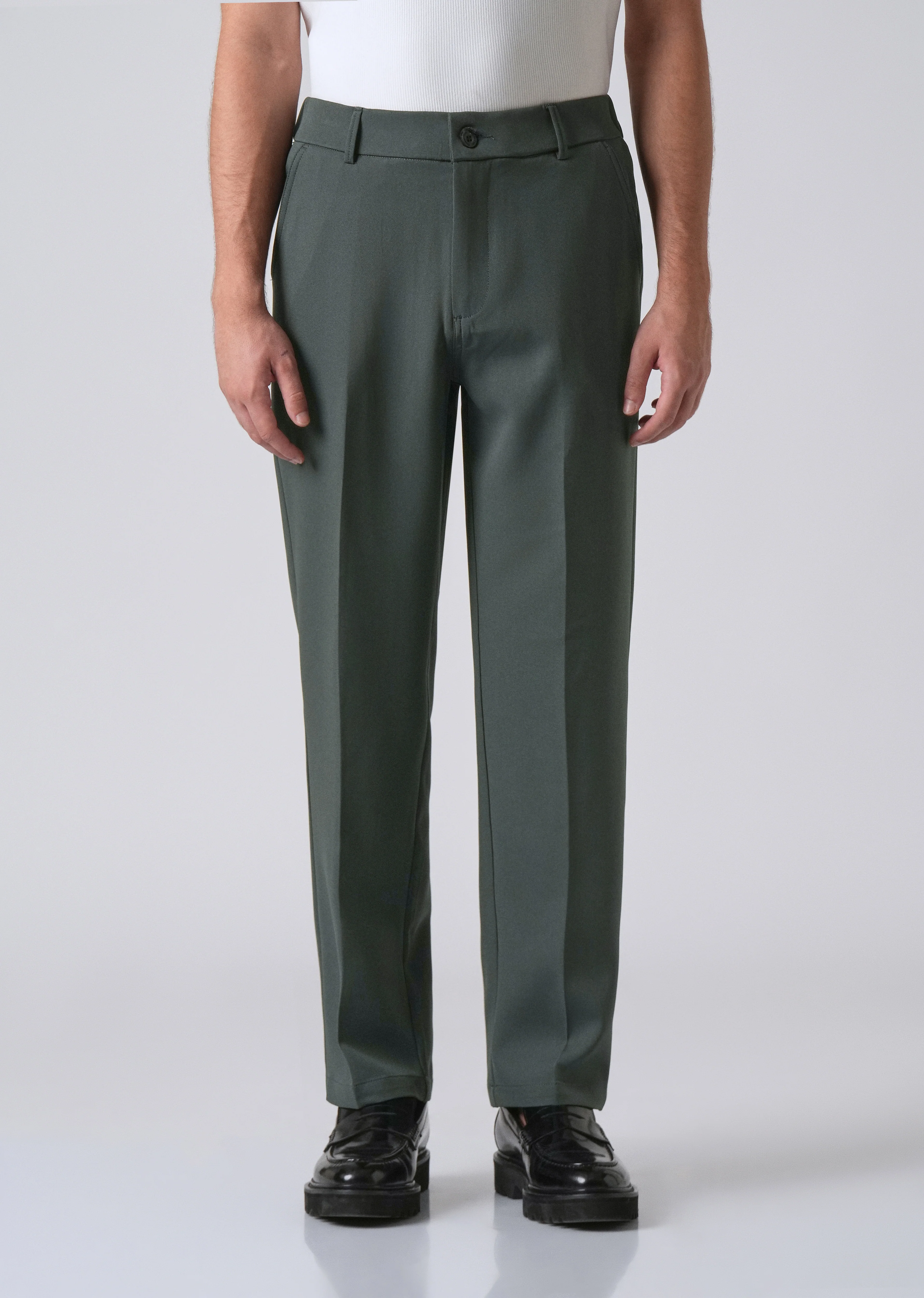 Fern Green Relaxed Fit Trousers - Image 3