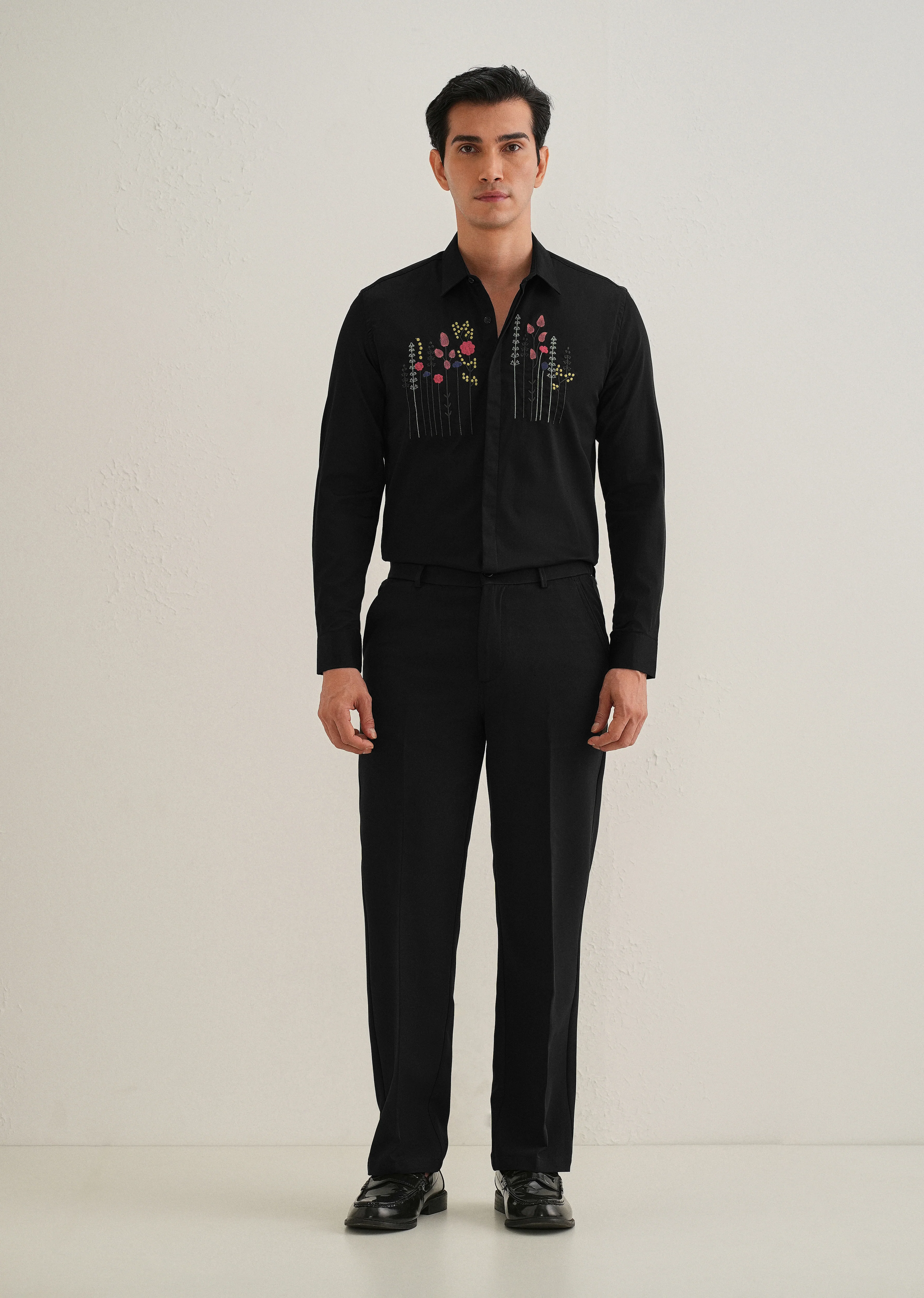 Floral Artistry Black Designer Shirt - Image 6