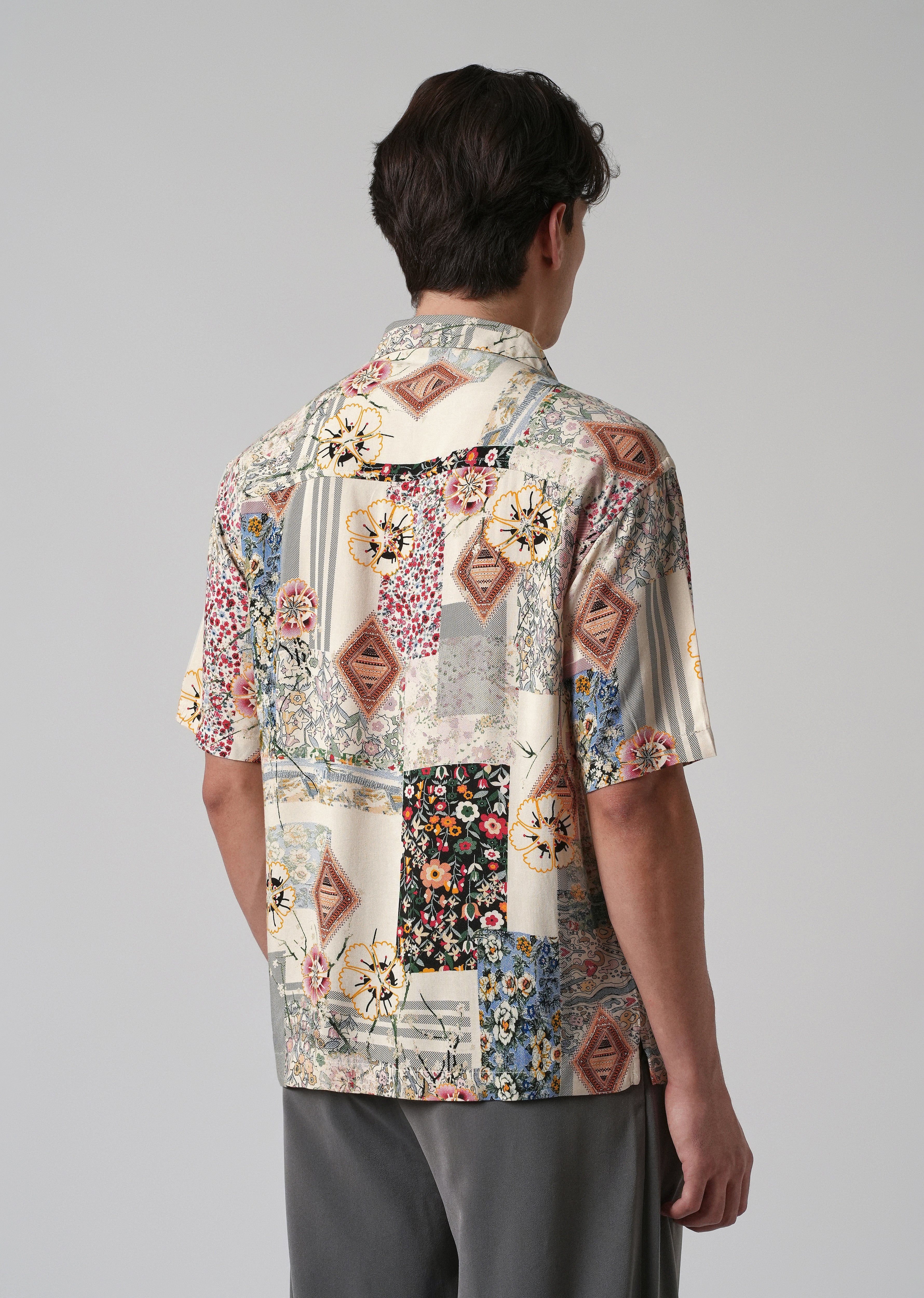 Floral Geometric Oversized Feather Shirt - Image 2