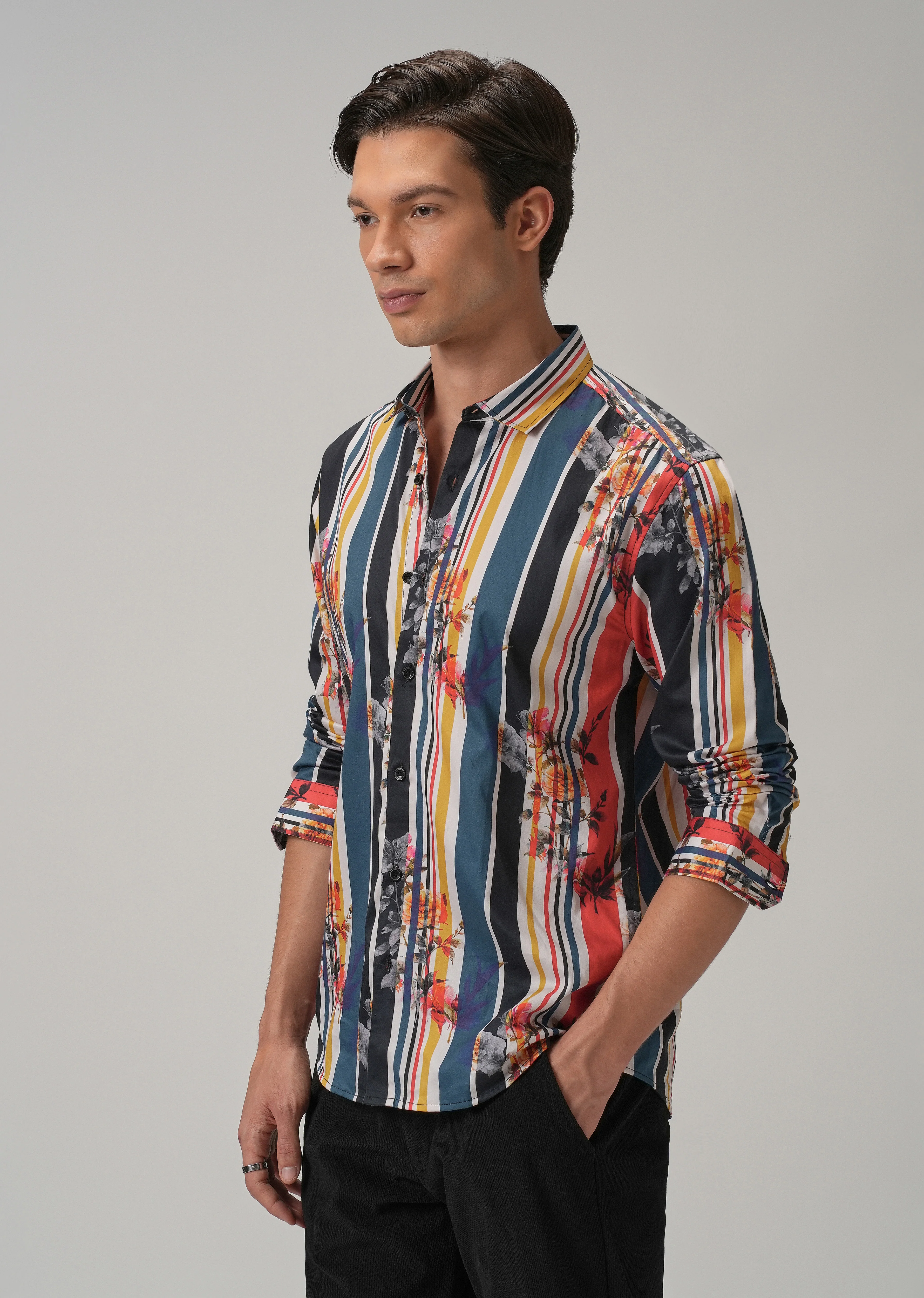 Floral Striped Printed Shirt - Image 2
