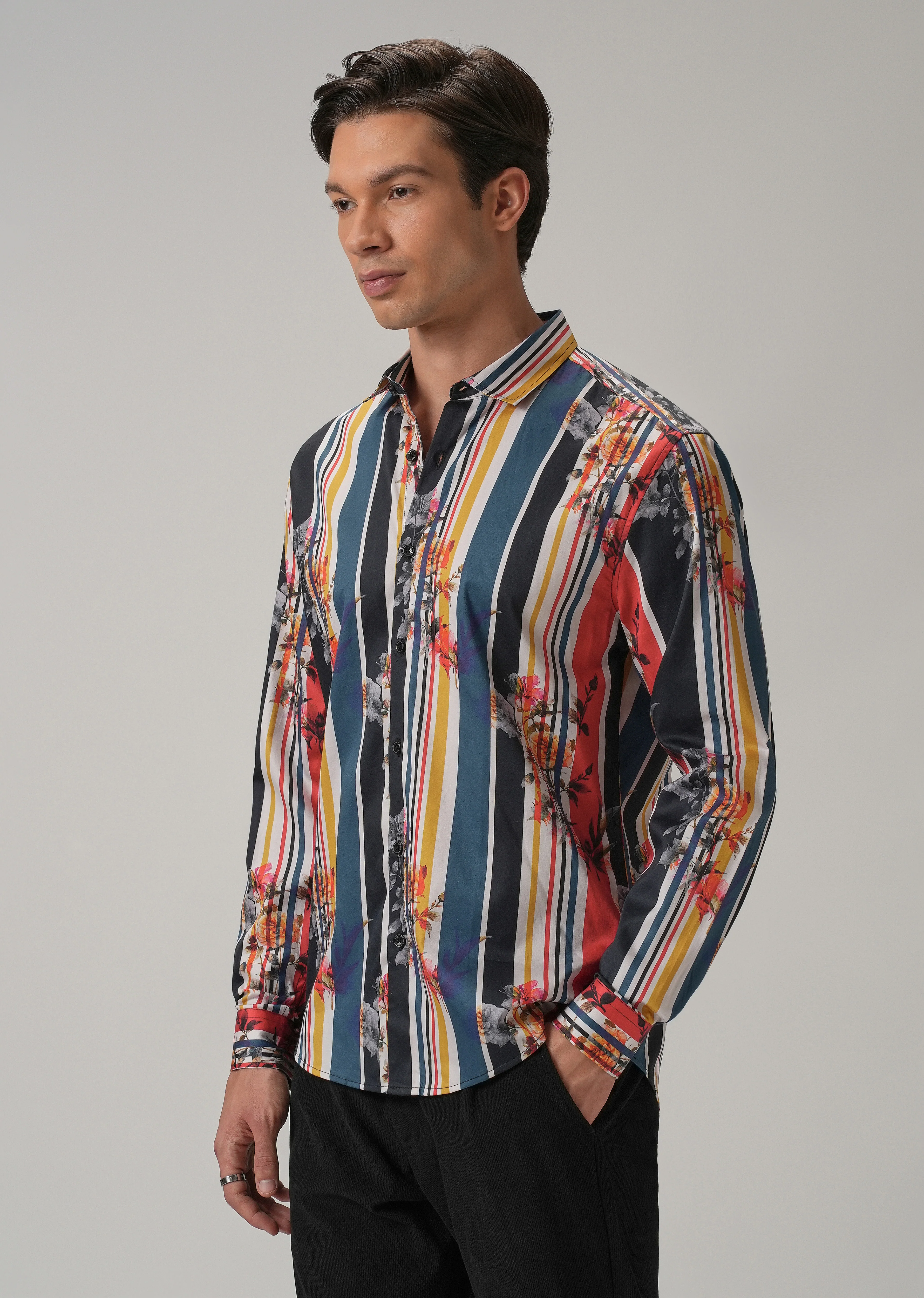 Floral Striped Printed Shirt - Image 5
