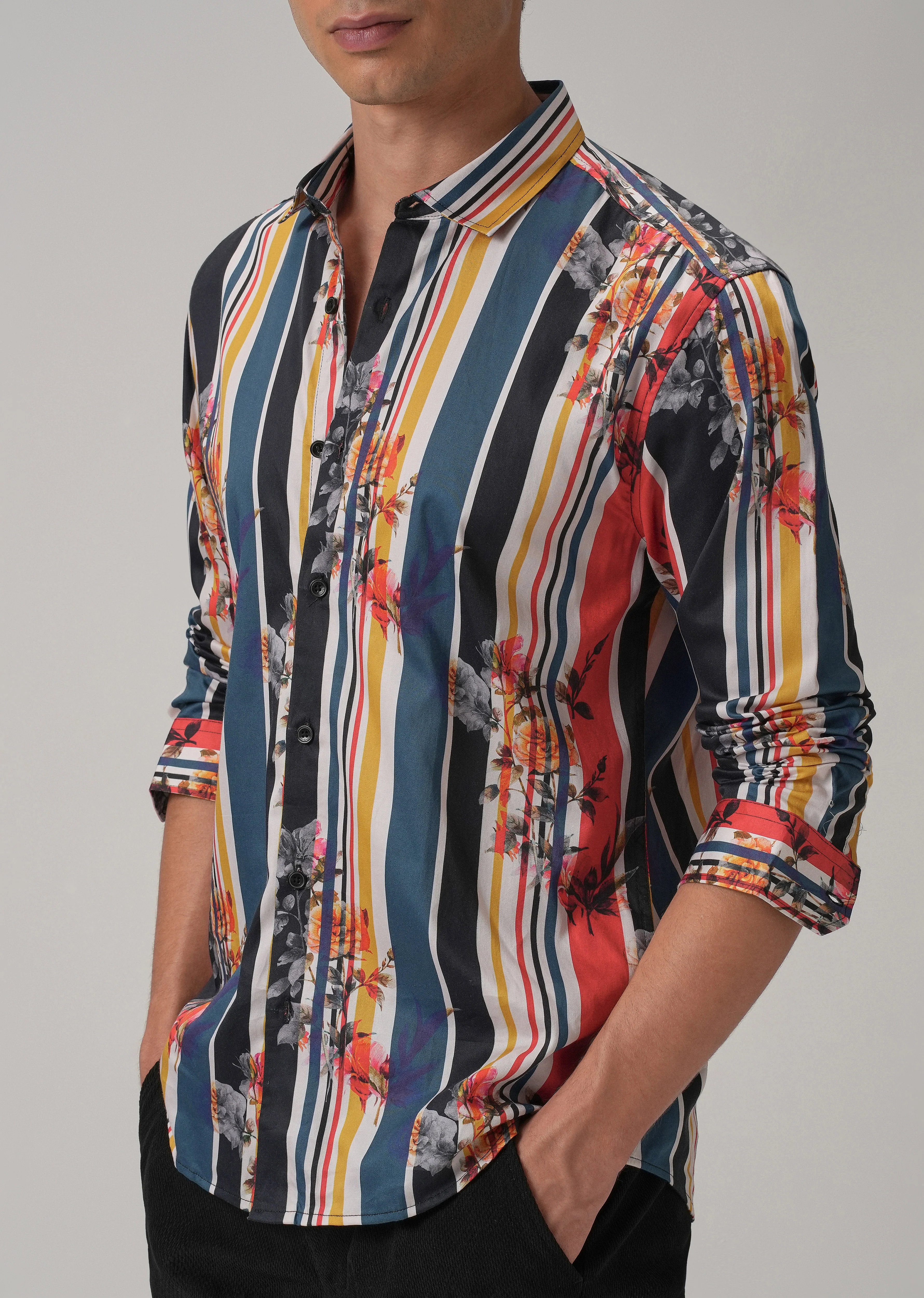 Floral Striped Printed Shirt - Image 7