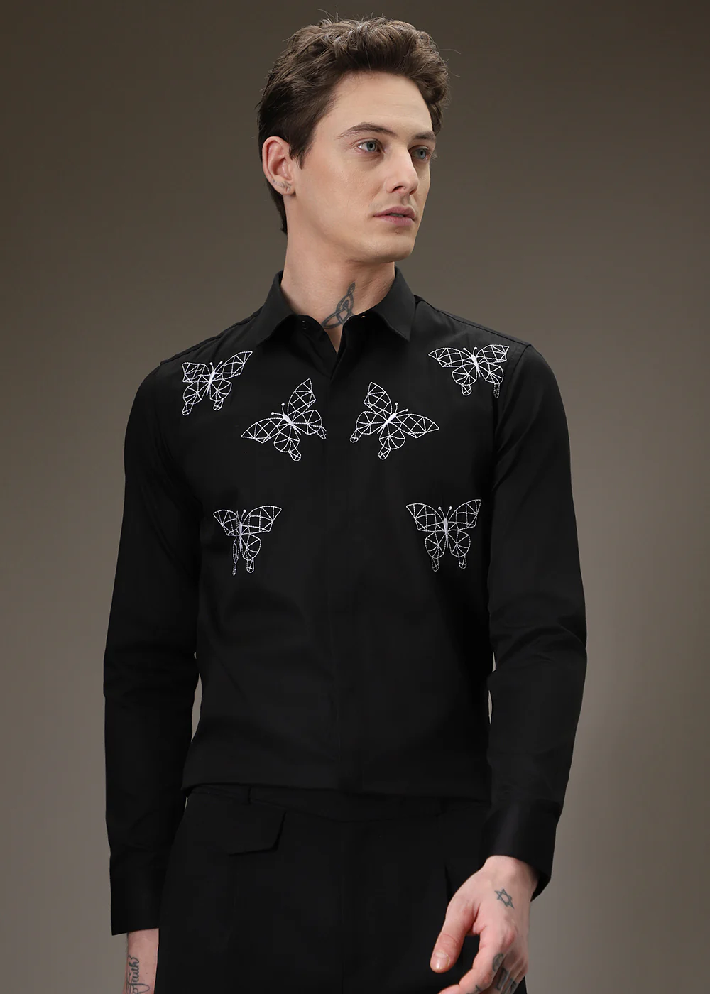 Flutter Embroidery Black Designer Shirt - Image 2