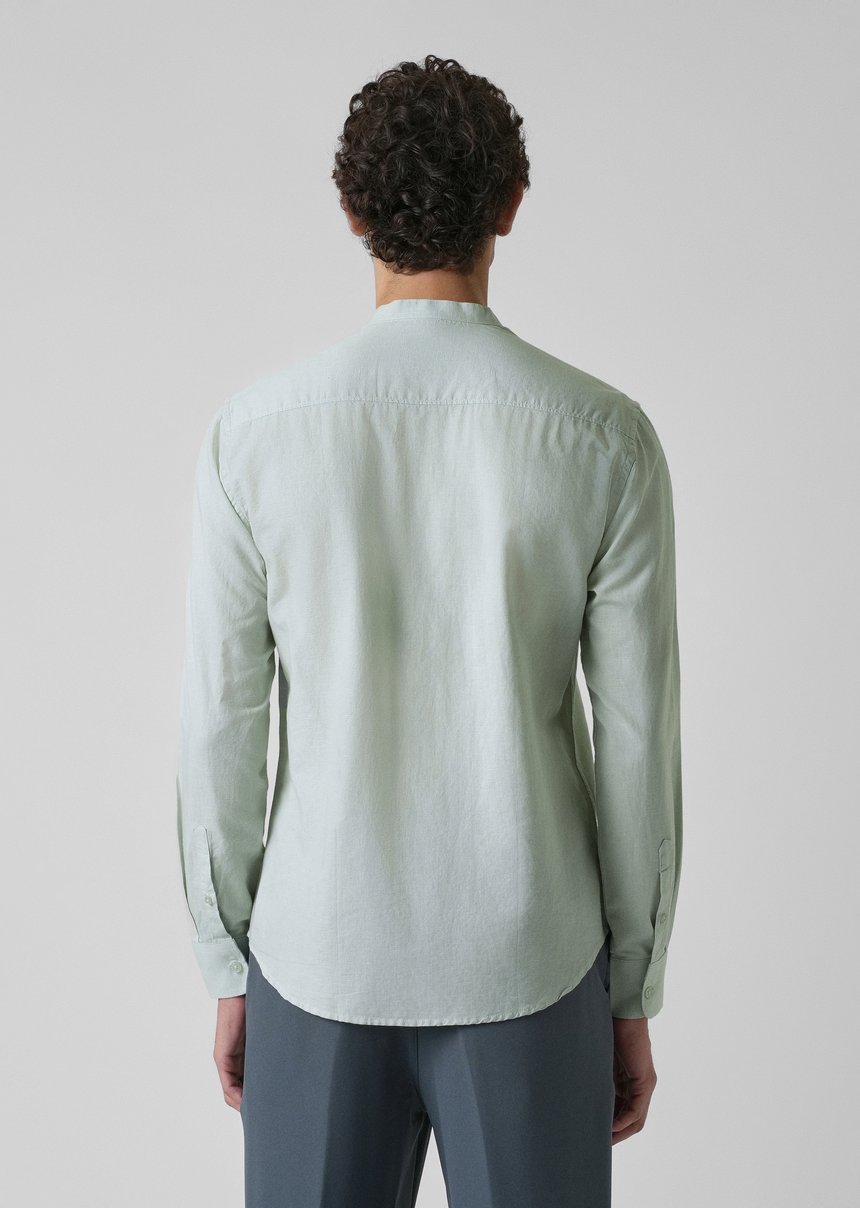 French Mist Green Cotton Linen Shirt - Image 2