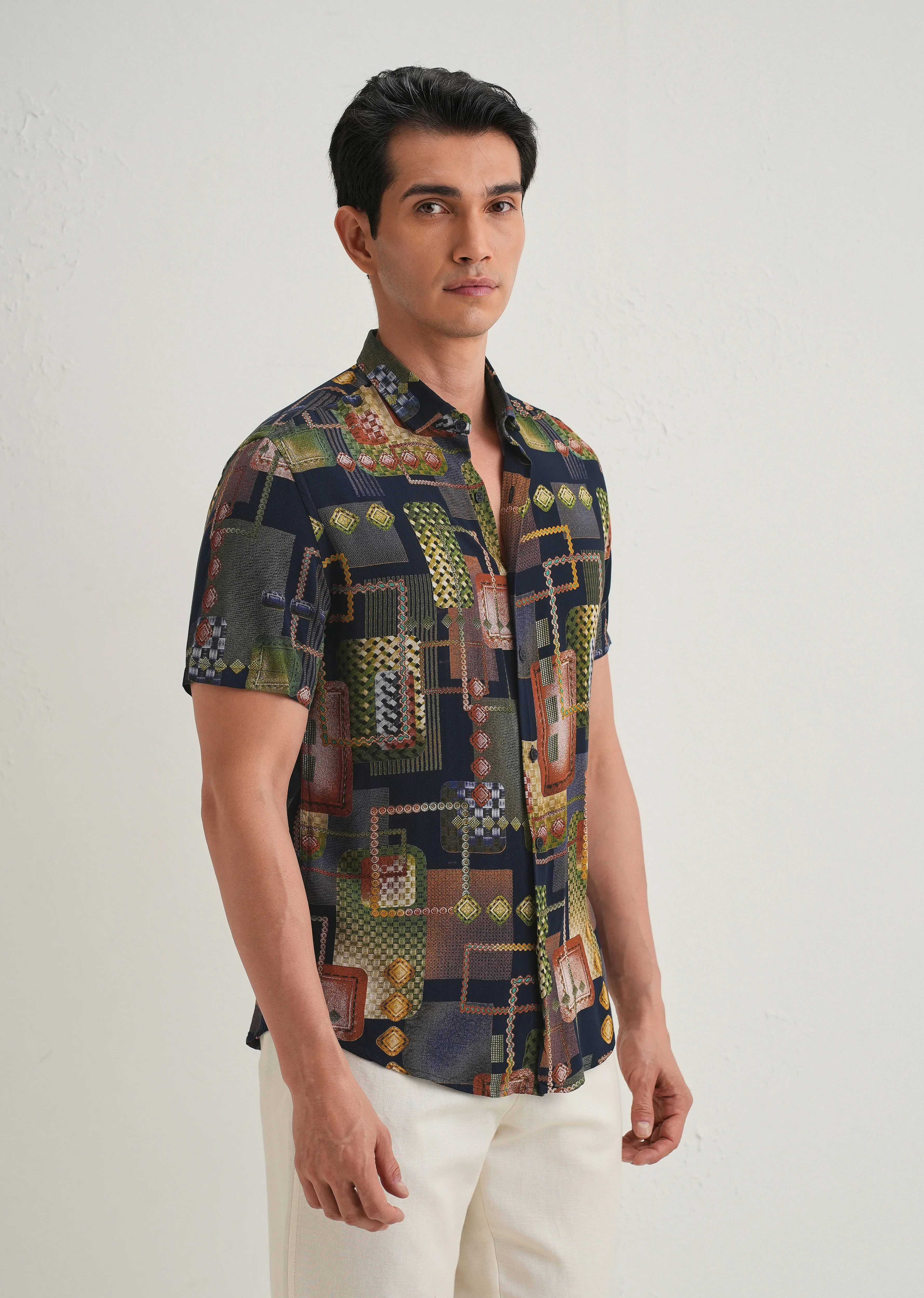 Geo Blue Feather shirt - Image 4