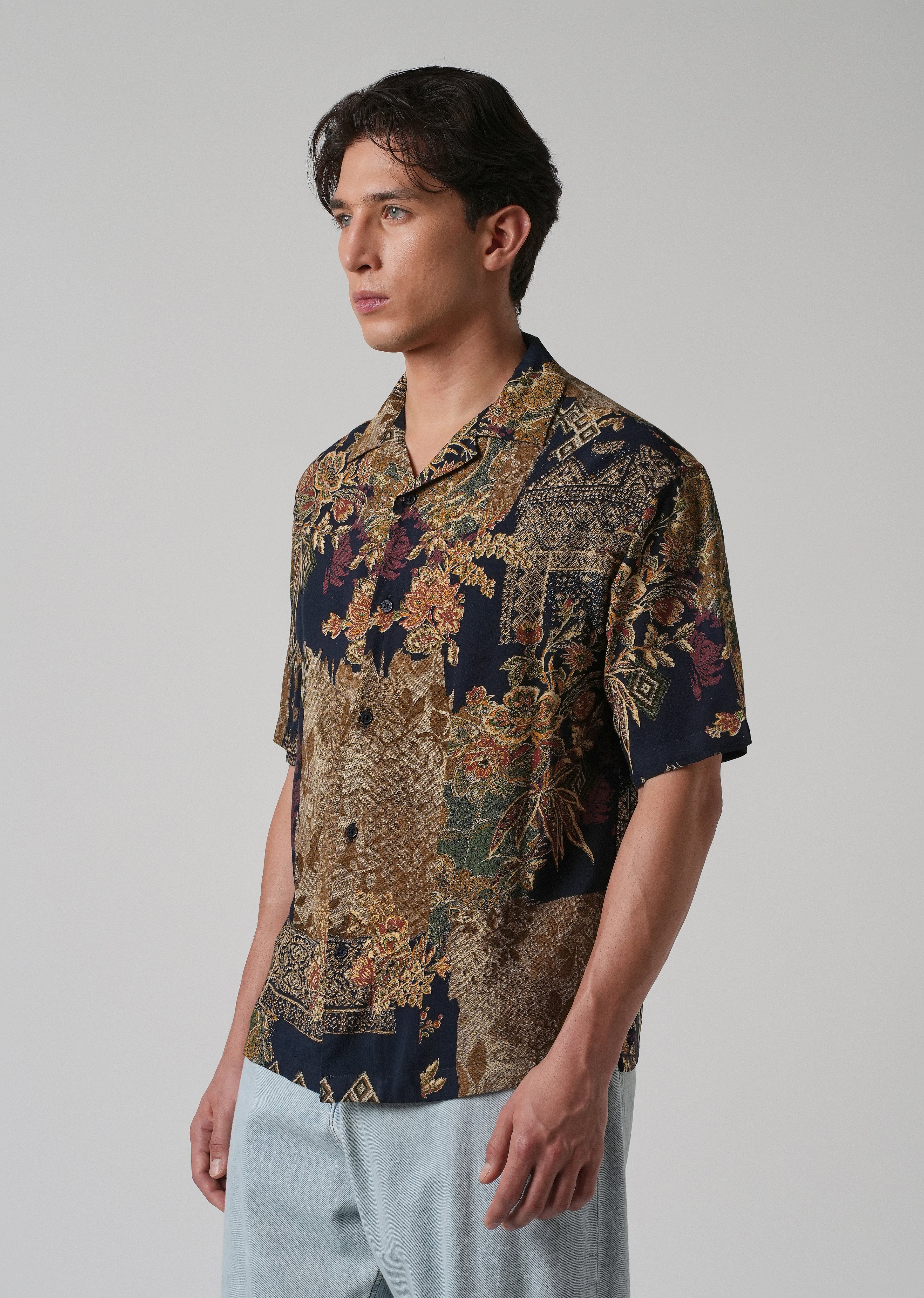 Geo Floral Oversized Feather Shirt - Image 4